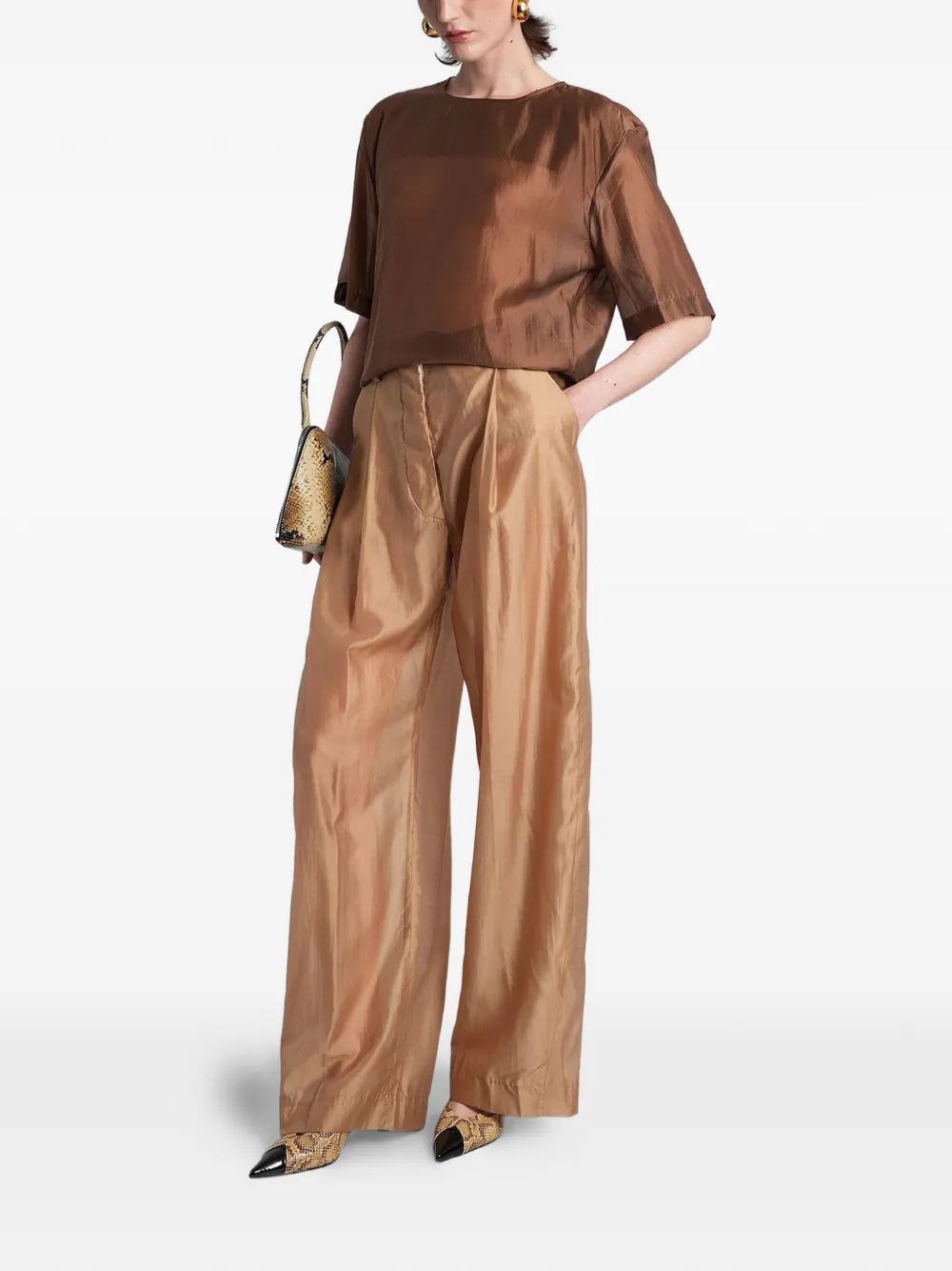 THELATEST Billie geplooide palazzo broek Beige