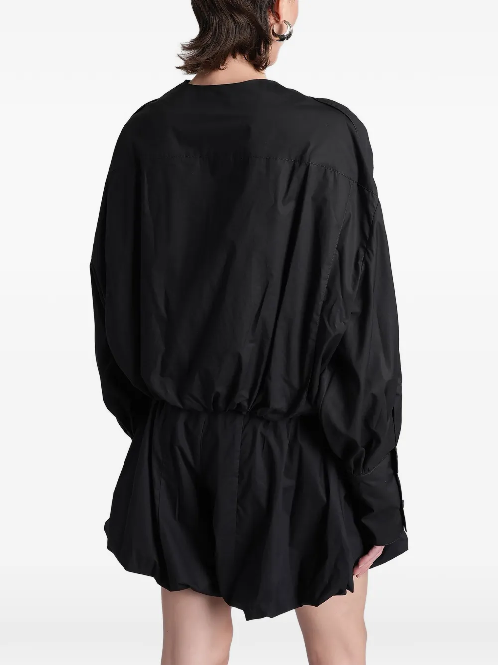 THELATEST Diana geplooide blouse met pofmouwen Zwart