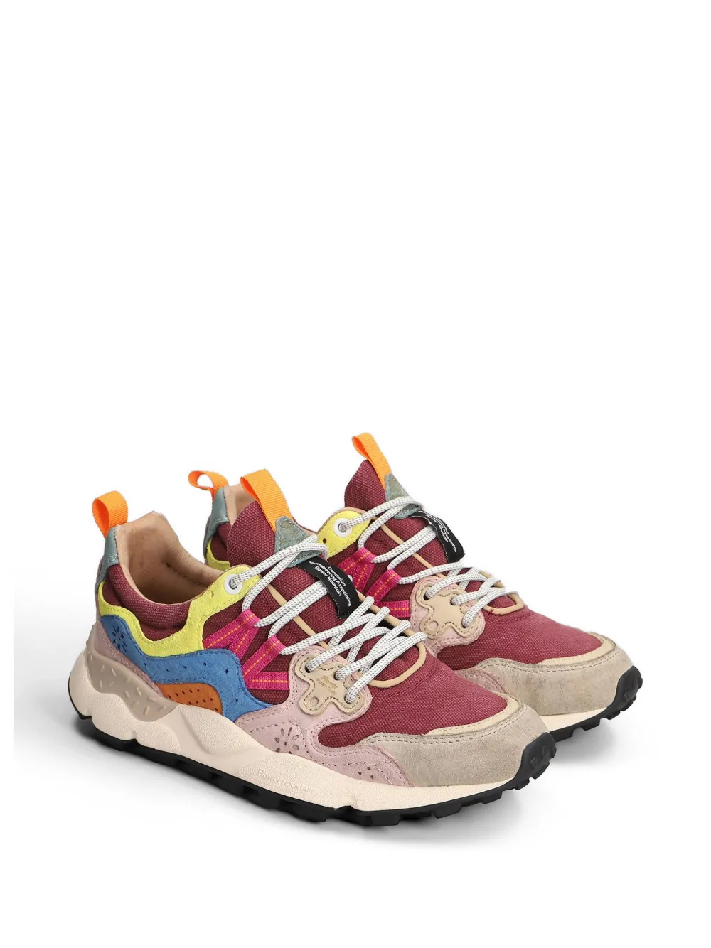 FLOWER MOUNTAIN panelled suede-trim sneakers Beige