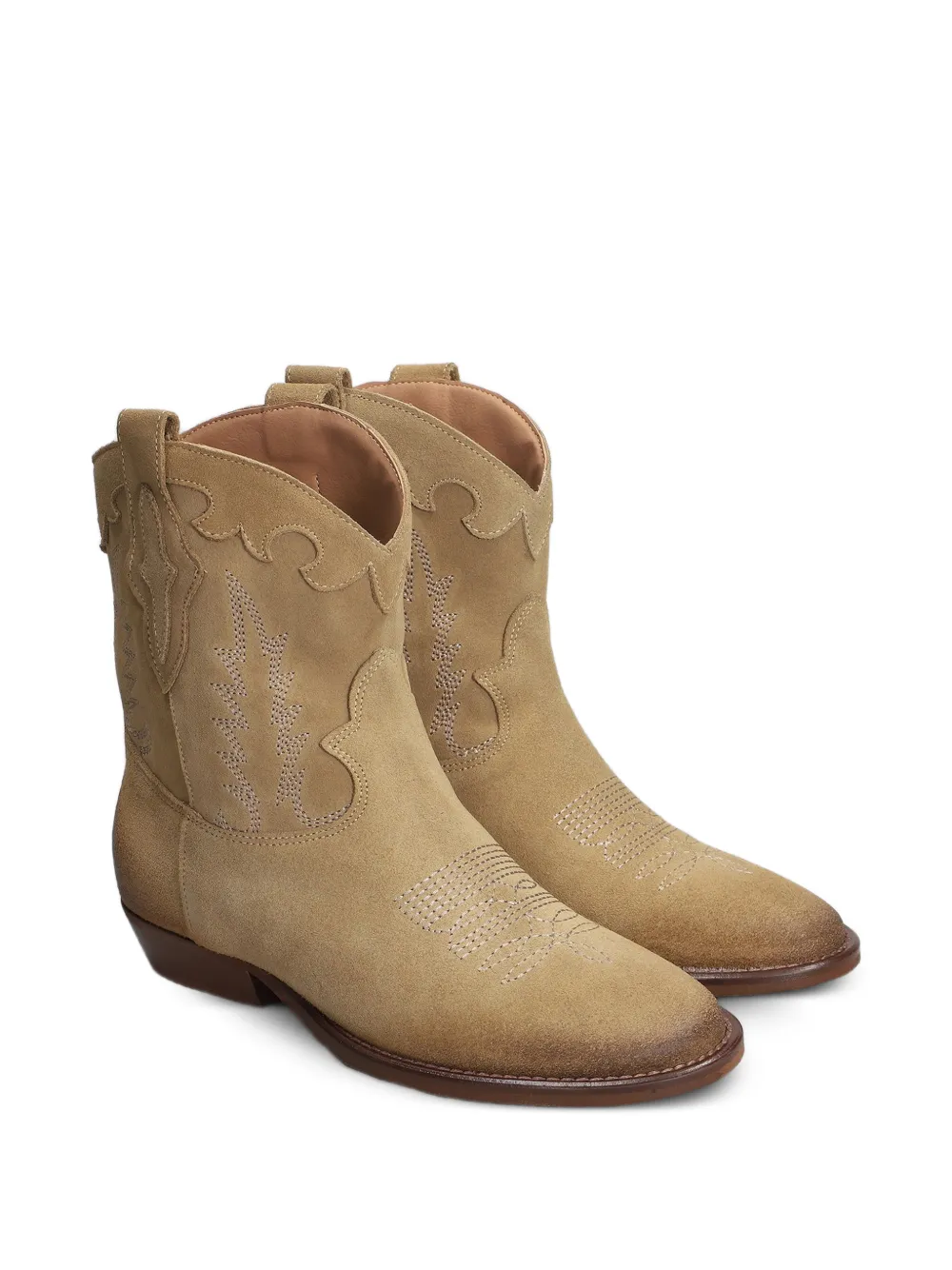 Gisel Moire Malawi Desert suede texan ankle boots Beige