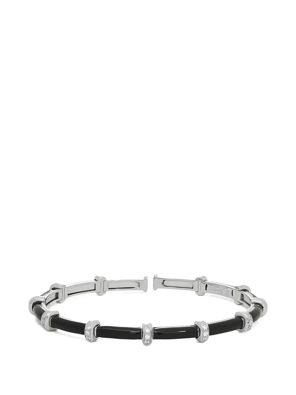  Sidney Garber Diamond Black Enamel Bracelet - Silver 
