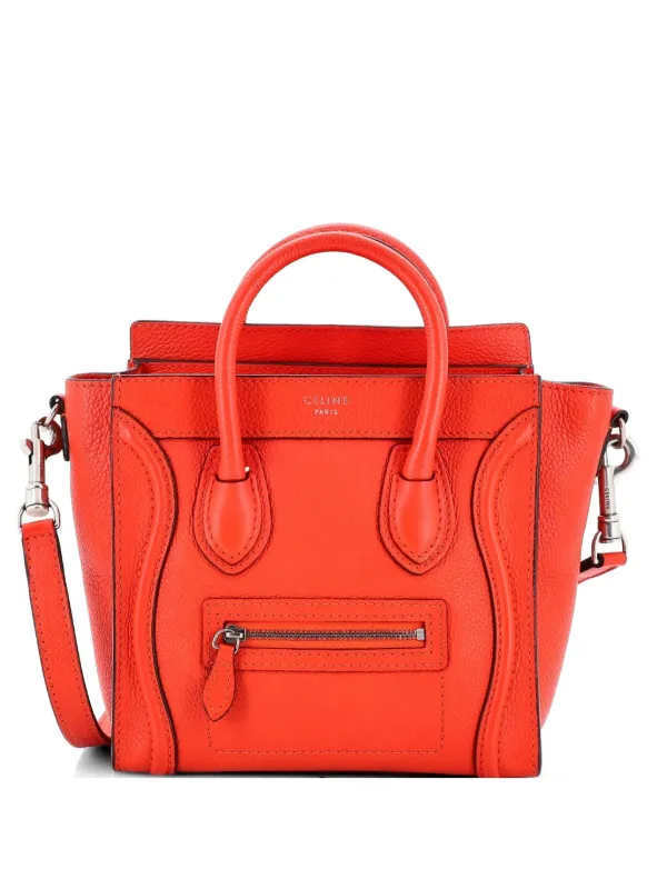 Celine Pre-owned Luggage Bag Smooth Leather Nano Crossbody Bag in Red
