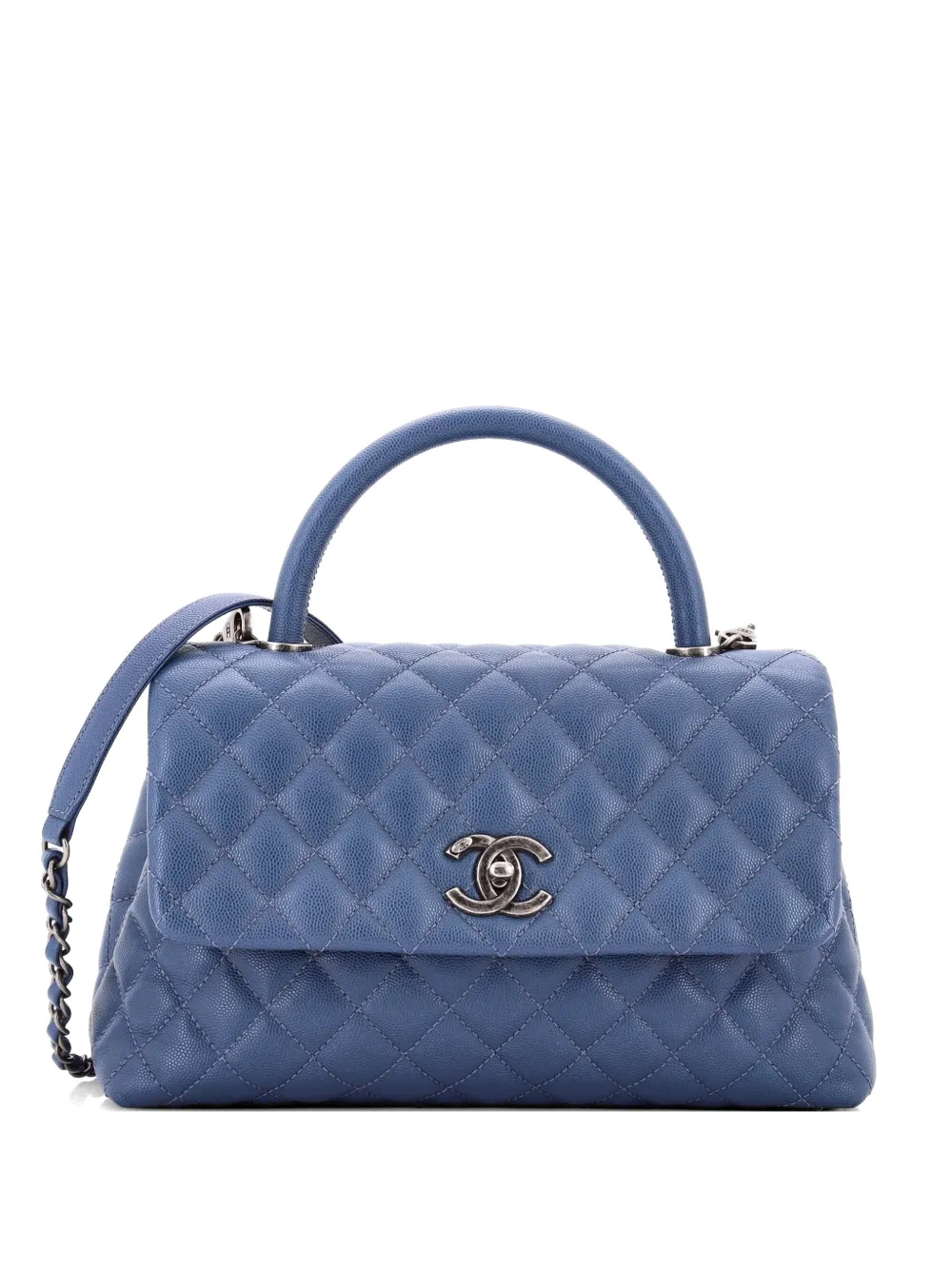 CHANEL Pre-Owned Coco Top Handle Bag Quilted Caviar Small crossbody bag - Blau