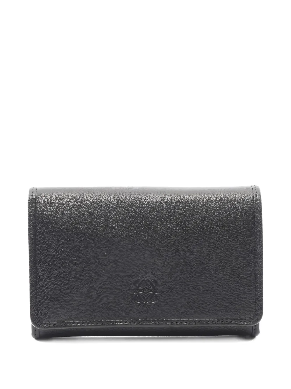 Pre-owned Loewe 2010s Anagram Bi-fold Leather Wallet In Black