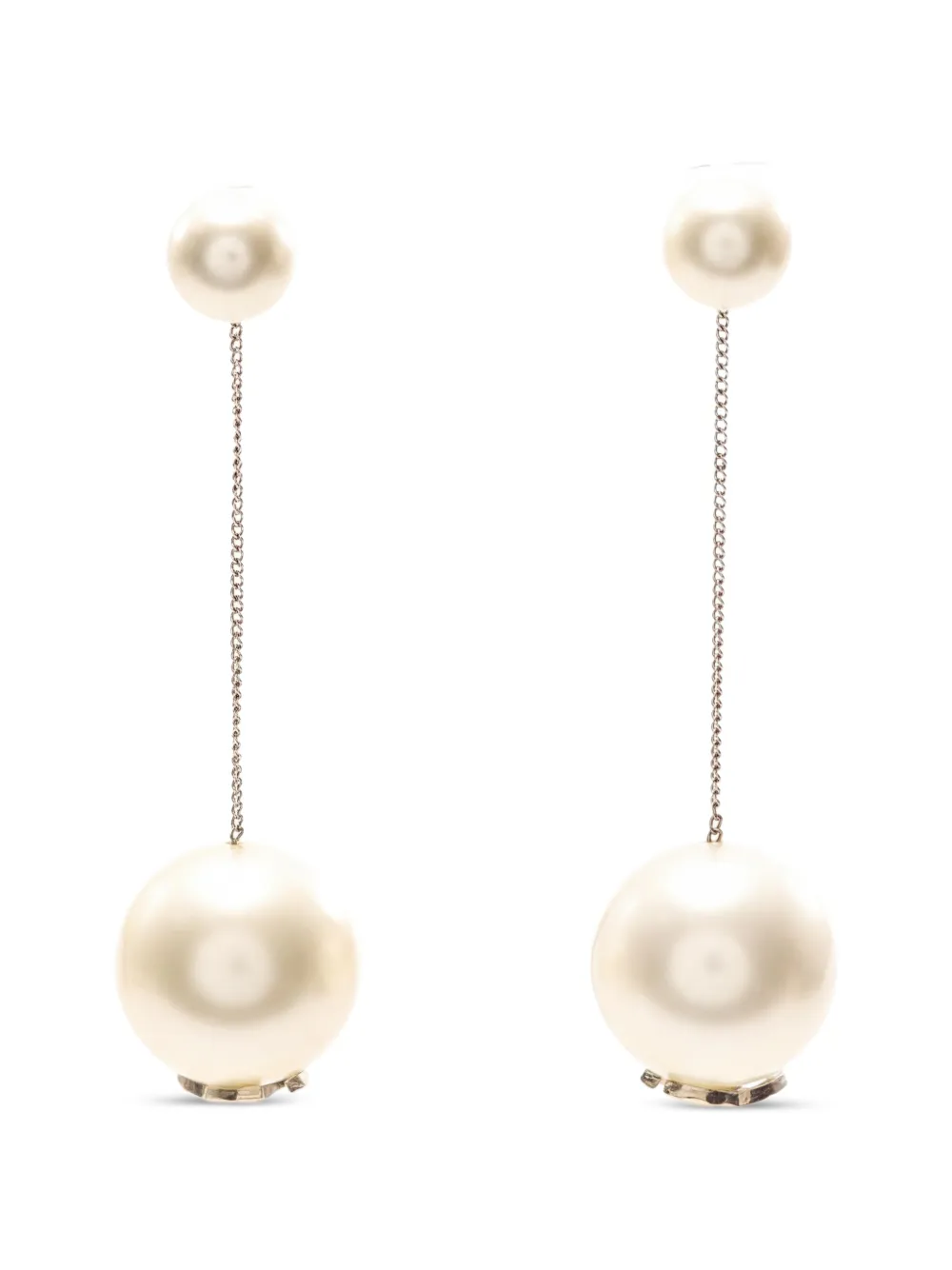 CHANEL Pre-Owned 1986-1988 Coco interlocking-CC earrings - Neutrals