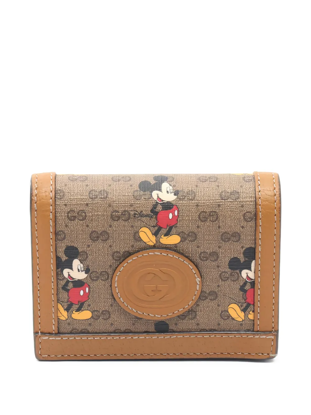 Pre-owned Gucci X Disney Mickey Mouse Bi-fold Wallet In Neutral