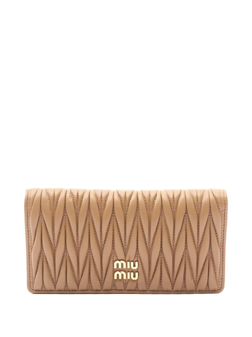 Pre-owned Miu Miu 2010s Matelasse Bi-fold Leather Wallet In Neutral