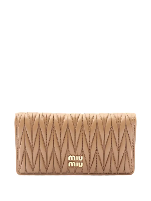 Miu Miu Pre-owned 2010s Matelasse Bi-fold Leather Wallet in Neutrals