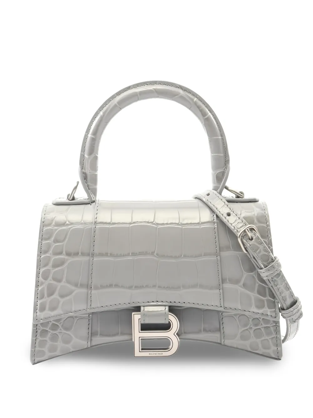 Balenciaga Pre-Owned xs Hourglass croc-embossed two-way tote bag - Grigio