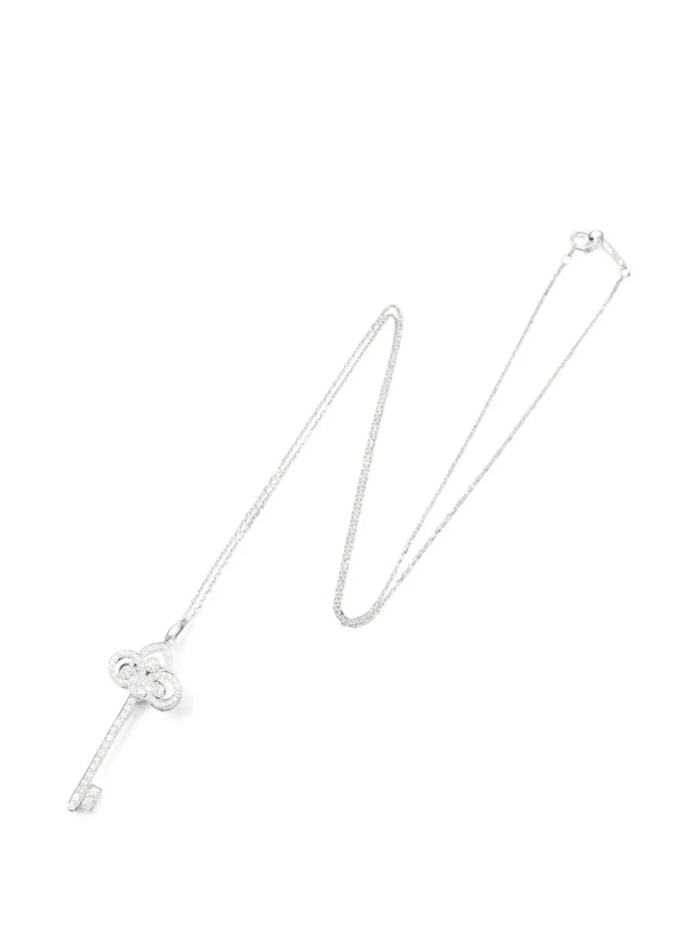 Tiffany & Co Eyewear 2010s Fleur-de-lis key-pendant diamond necklace · One Size