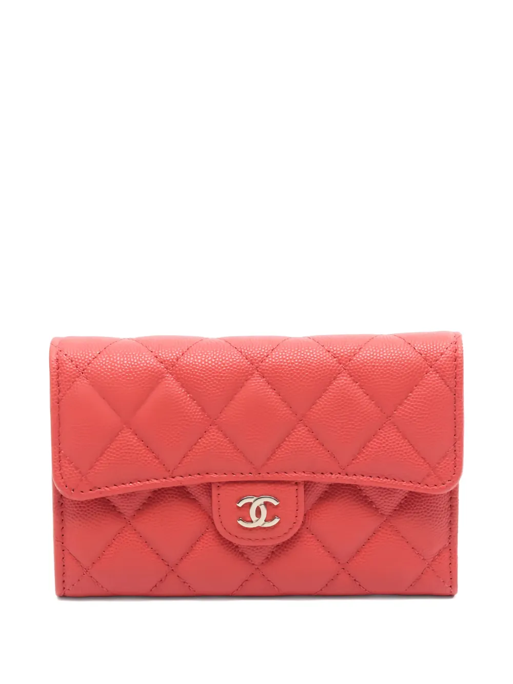 CHANEL Pre-Owned 2020s Matelassé tri-fold long wallet - Rosso