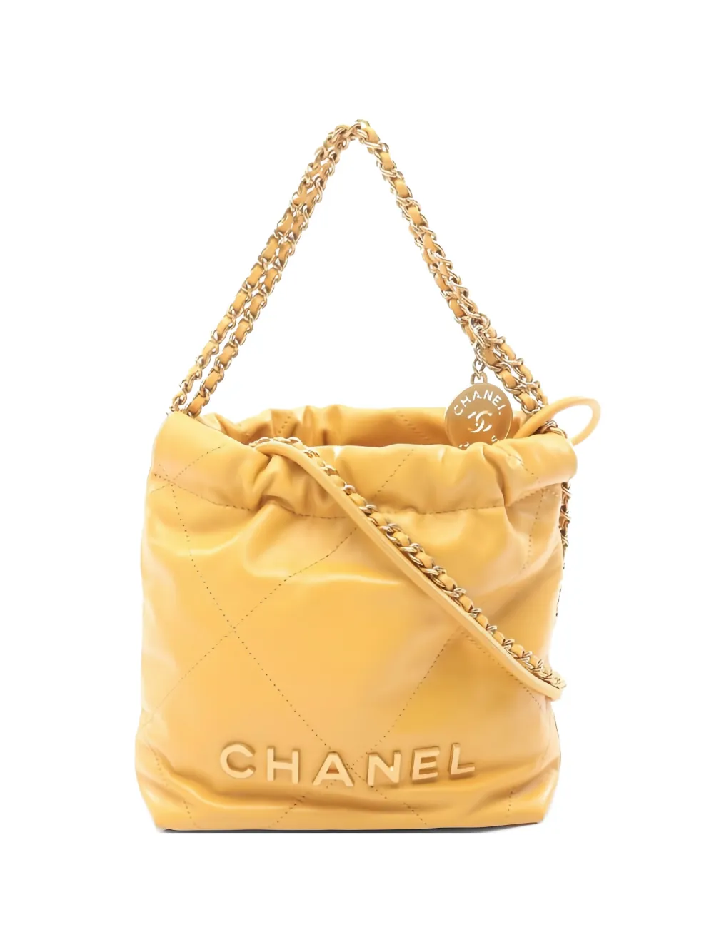 CHANEL Pre-Owned 2021 mini Chanel 22 chain-strap shoulder bag - Giallo