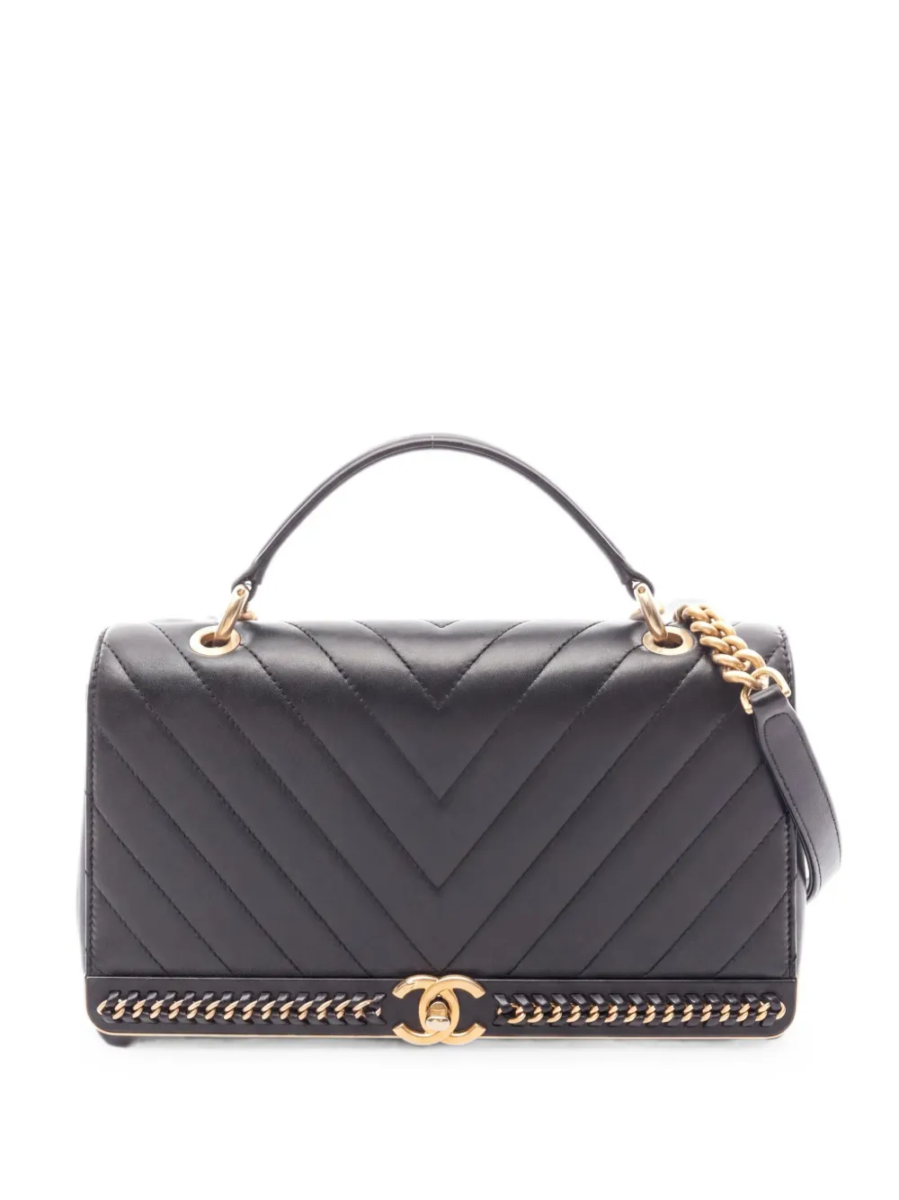 CHANEL Pre-Owned Borsa tote in pelle di agnello con impunture a V 2017 - Nero