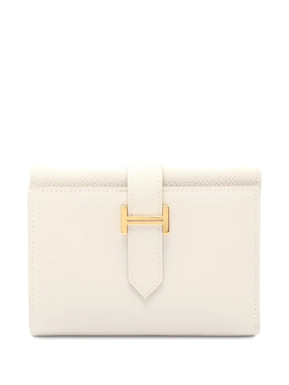 Pre-owned Hermes 2024 Bearn Conbine Verso Tri-fold Leather Wallet In Neutral