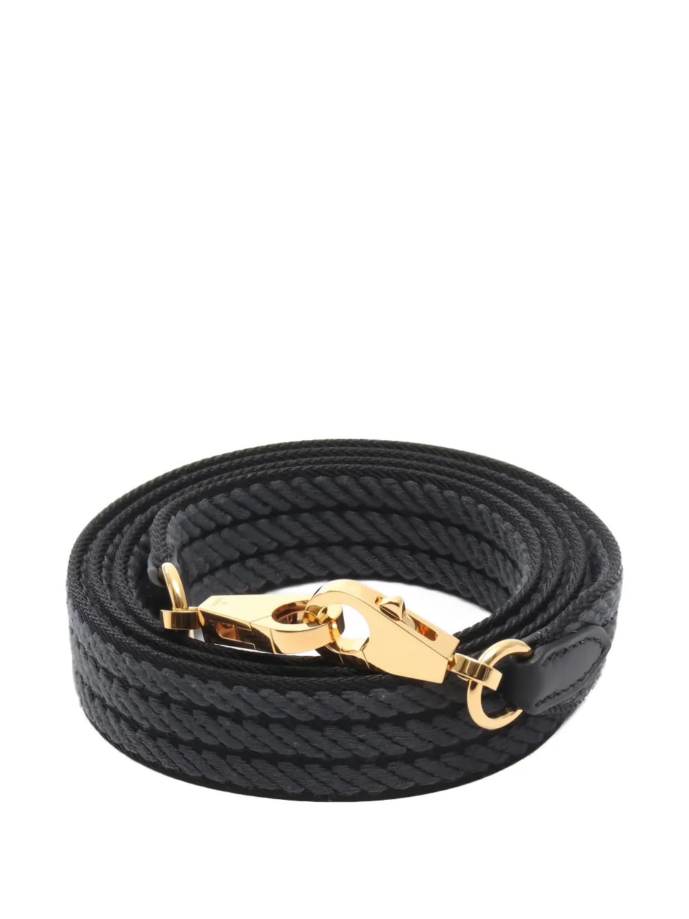 Pre-owned Hermes 2024 Bandouliere Sangle Cordage Shoulder Strap In Black