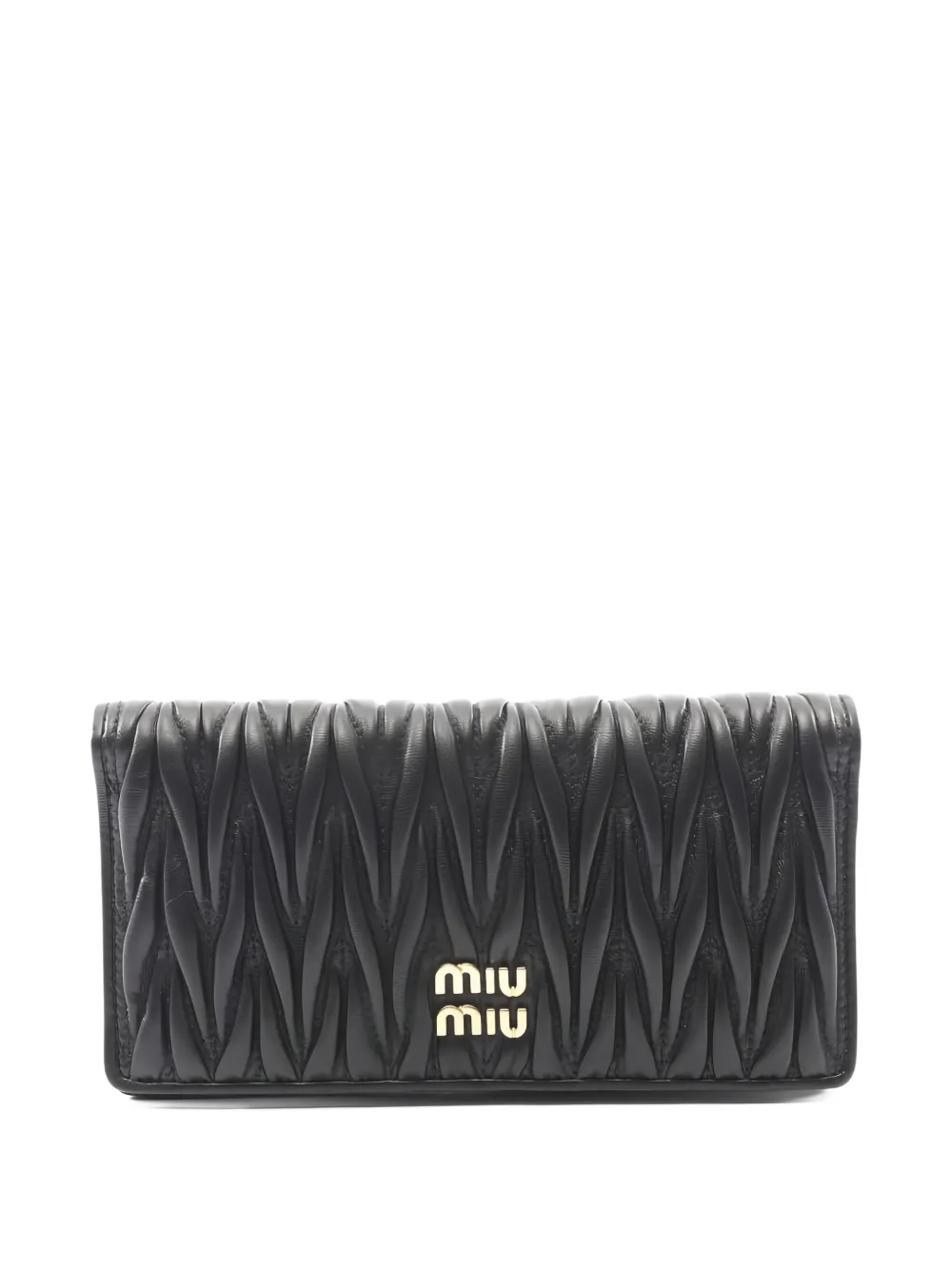 Pre-owned Miu Miu Bi-fold Leather Wallet In Black