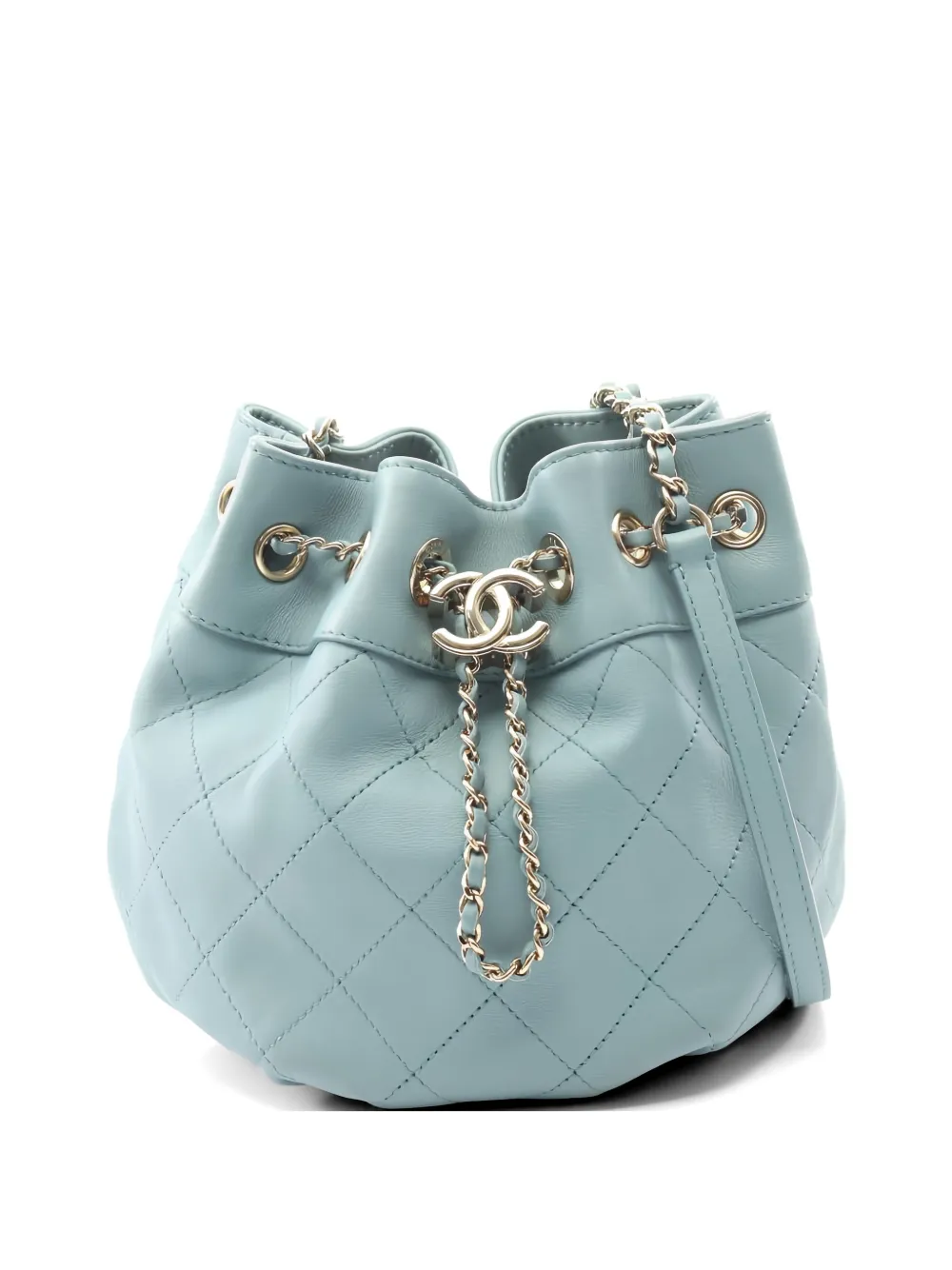 CHANEL Pre-Owned 2019 Matelasse drawstring bucket bag - Blau