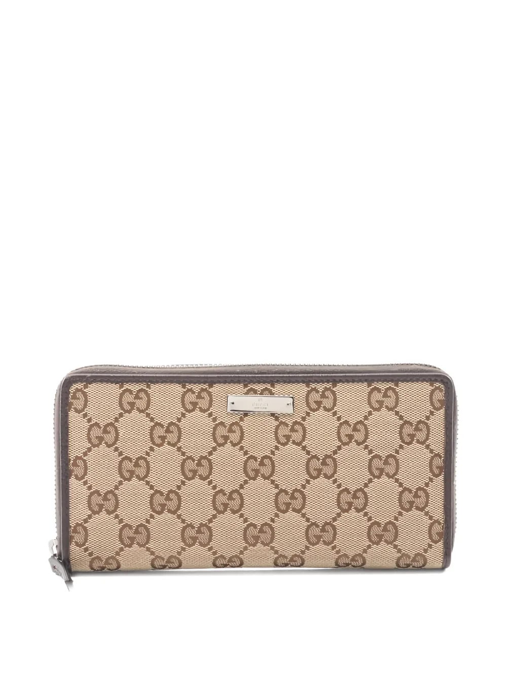 Pre-owned Gucci Canvas Zip Round Wallet In Neutral