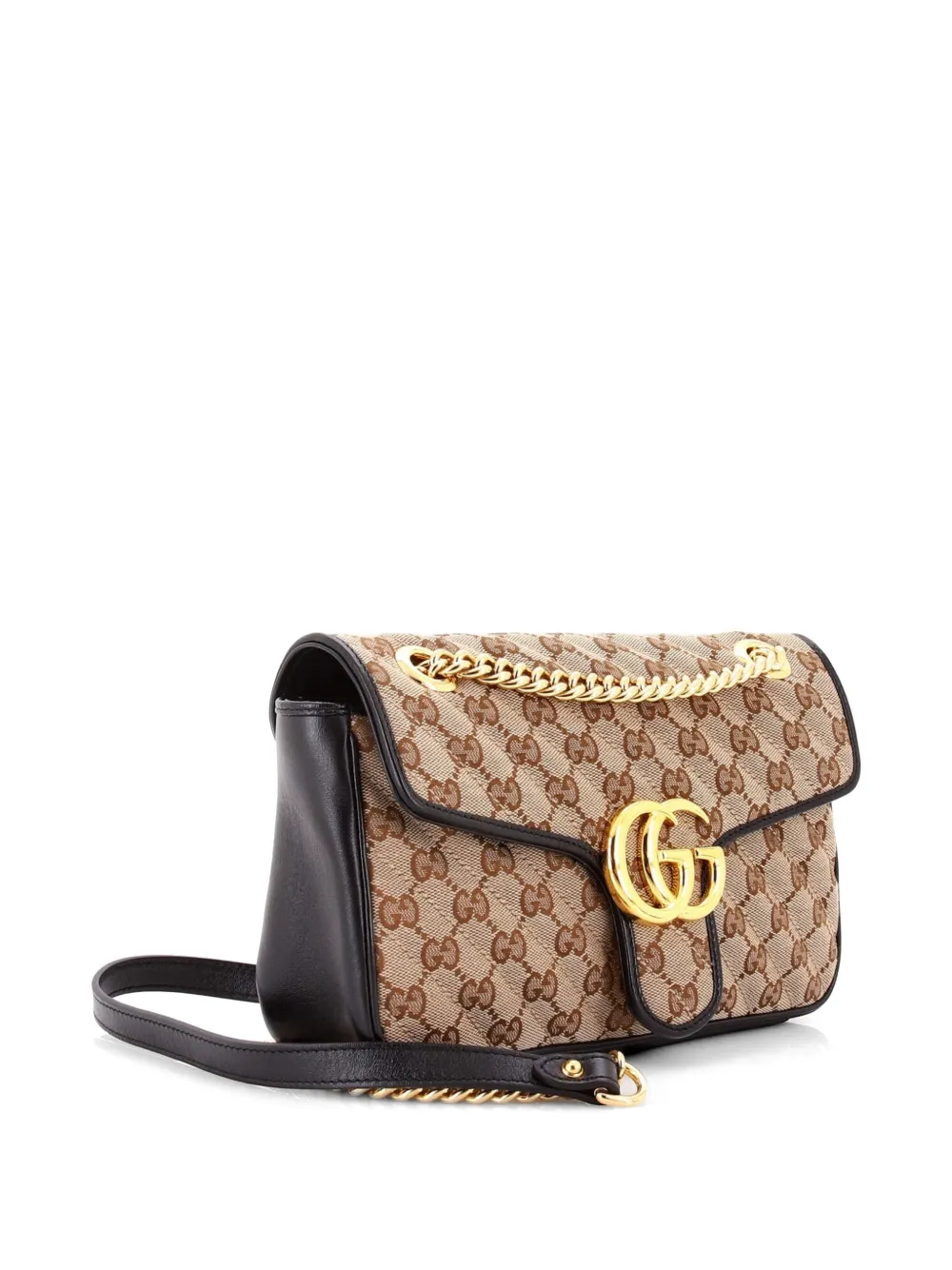 Gucci Pre-owned Petit Sac Porté épaule En Toile Gg Marmont Matelassée Flap Bag Diagonal Et Cuir Médium - Marron 