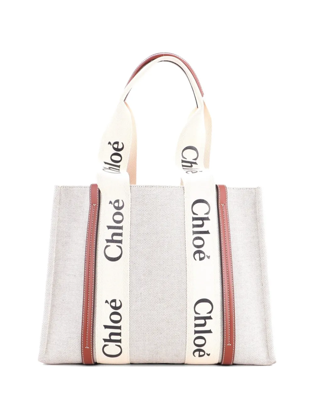 Chloé Pre-Owned Woody Canvas with Leather Medium tote bag - Toni neutri