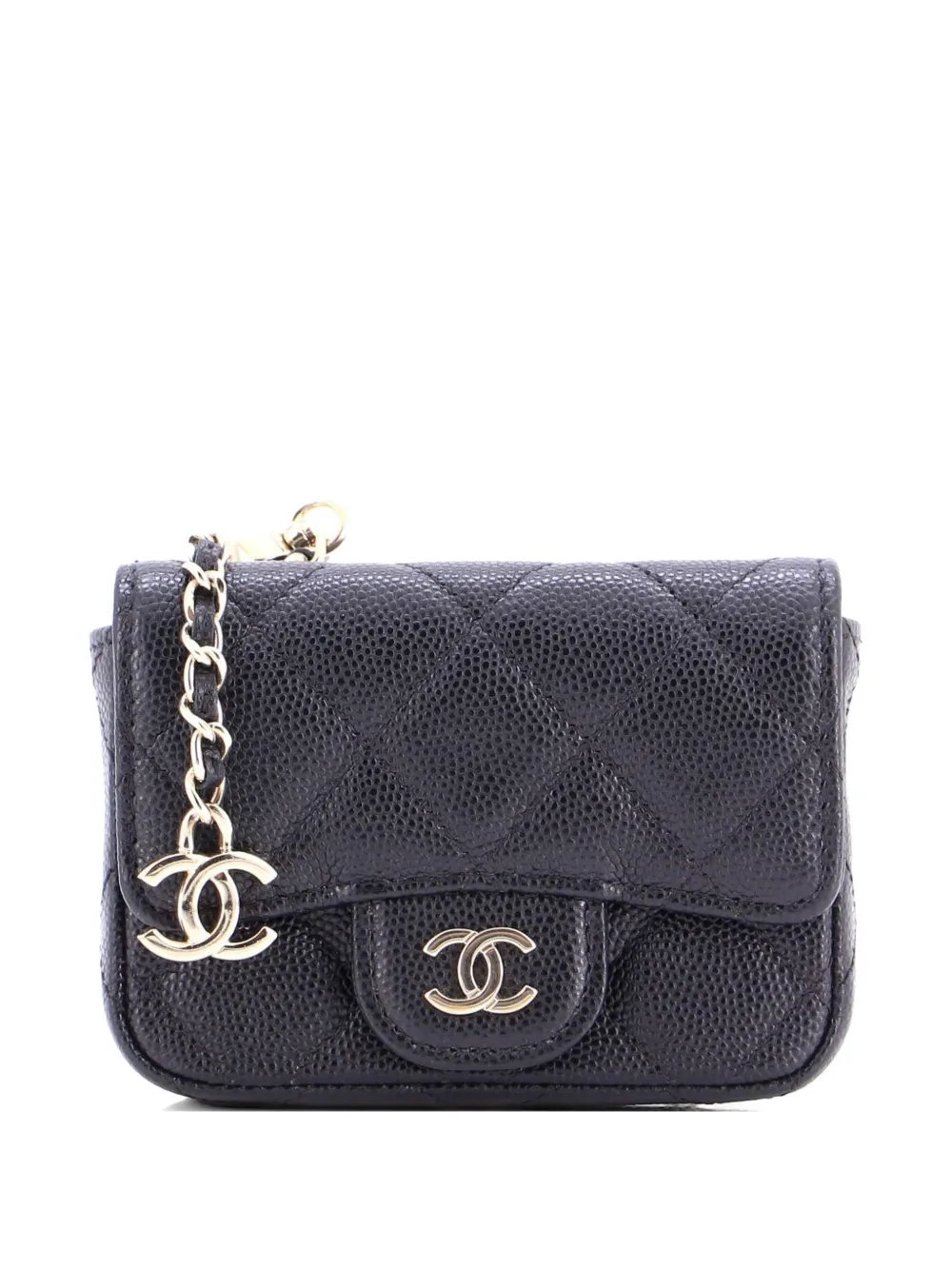CHANEL Pre-Owned Classic Flap Chain Quilted Caviar Mini belt bag - Nero