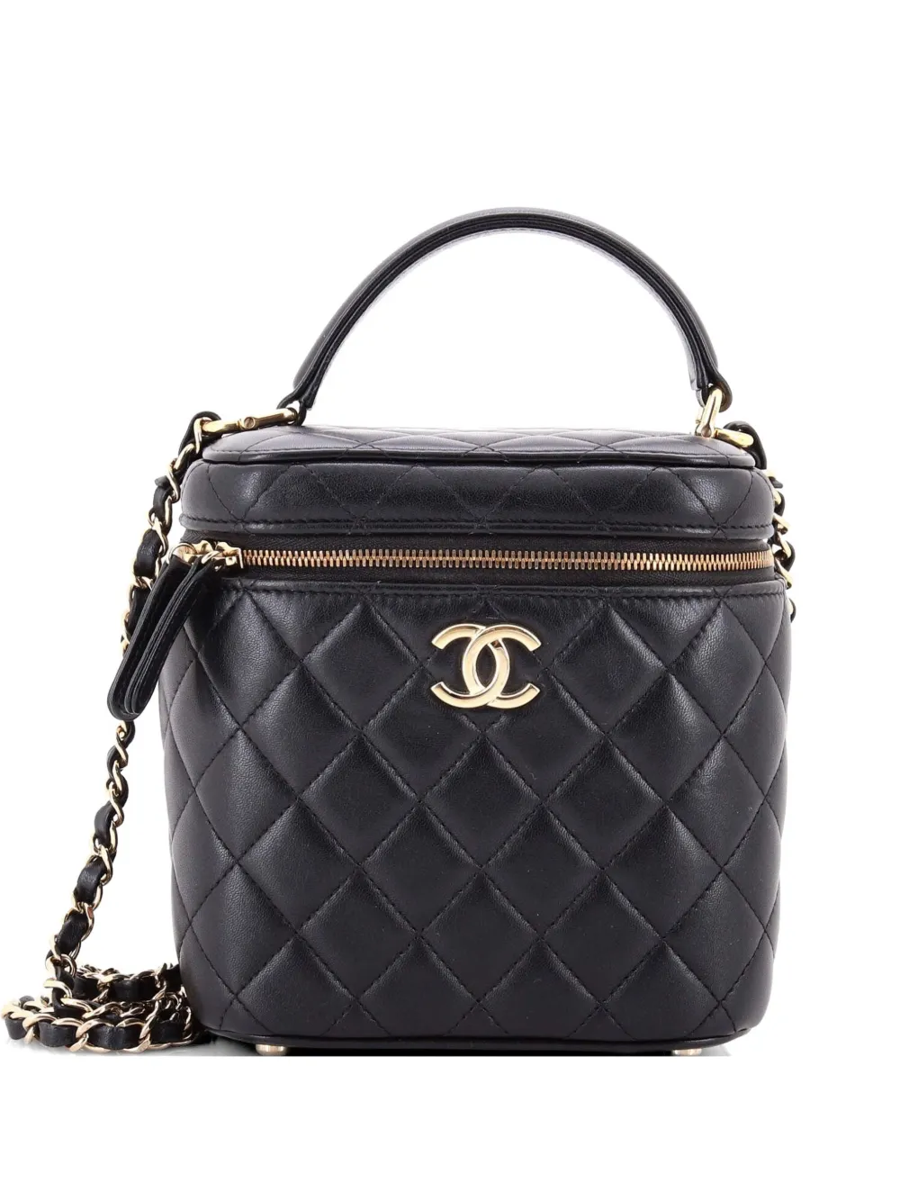 CHANEL Pre-Owned CC Top Handle Vanity Case with Chain Quilted Lambskin Small crossbody bag - Nero