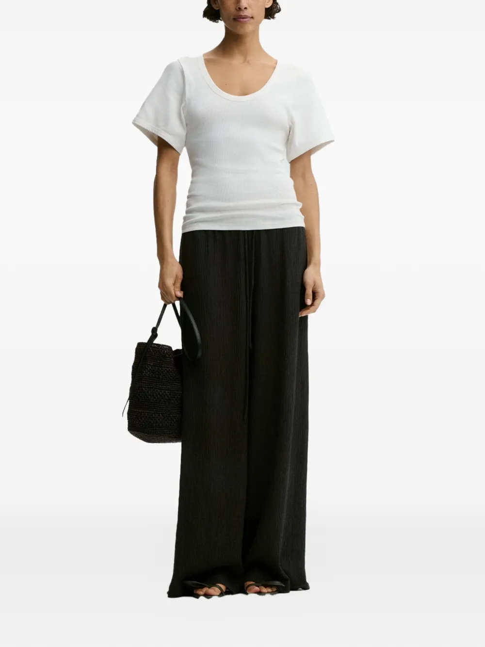 By Malene Birger Pisca broek met trekkoordtaille en gekreukte afwerking Zwart