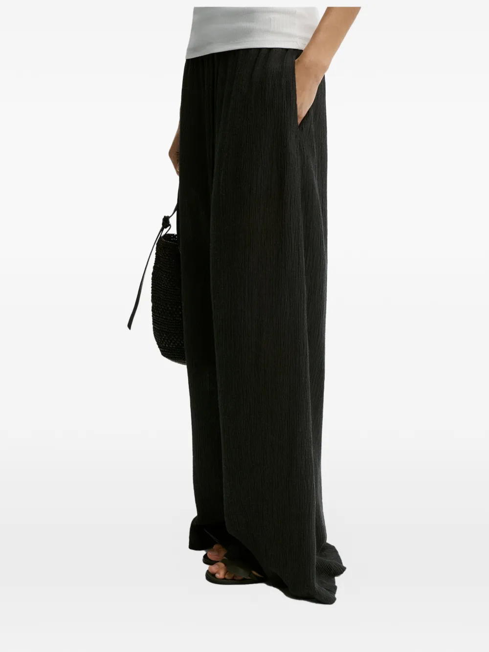 By Malene Birger Pisca broek met trekkoordtaille en gekreukte afwerking Zwart