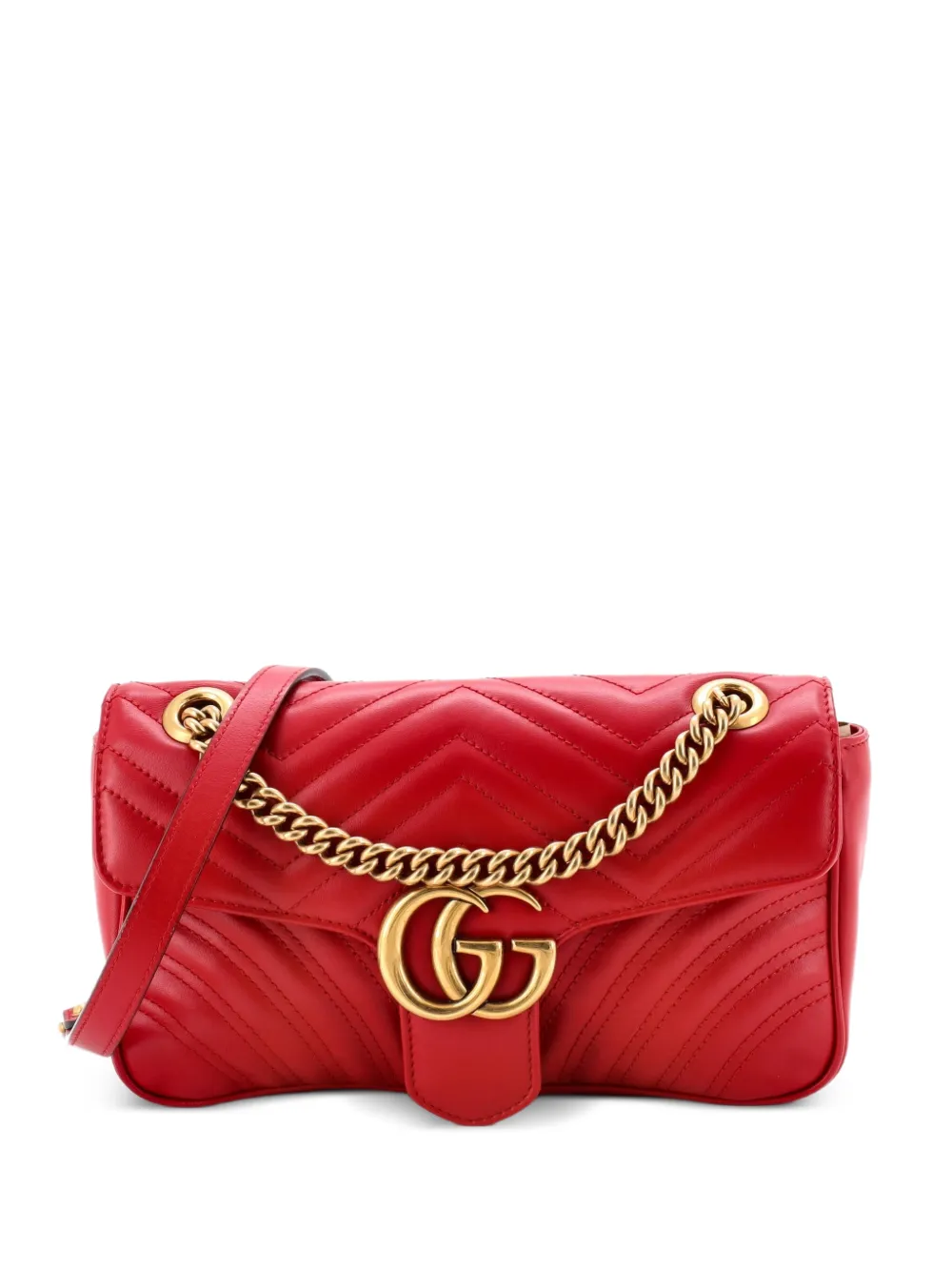 Gucci Pre-Owned GG Marmont Flap Bag Matelasse Leather Medium shoulder bag - Red