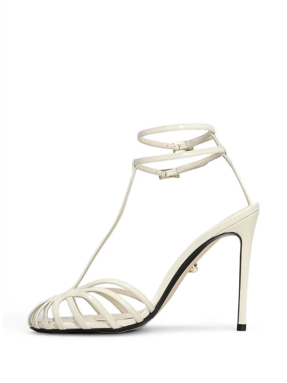Alevì Stella cage-strap stiletto-heel leather sandals Wit