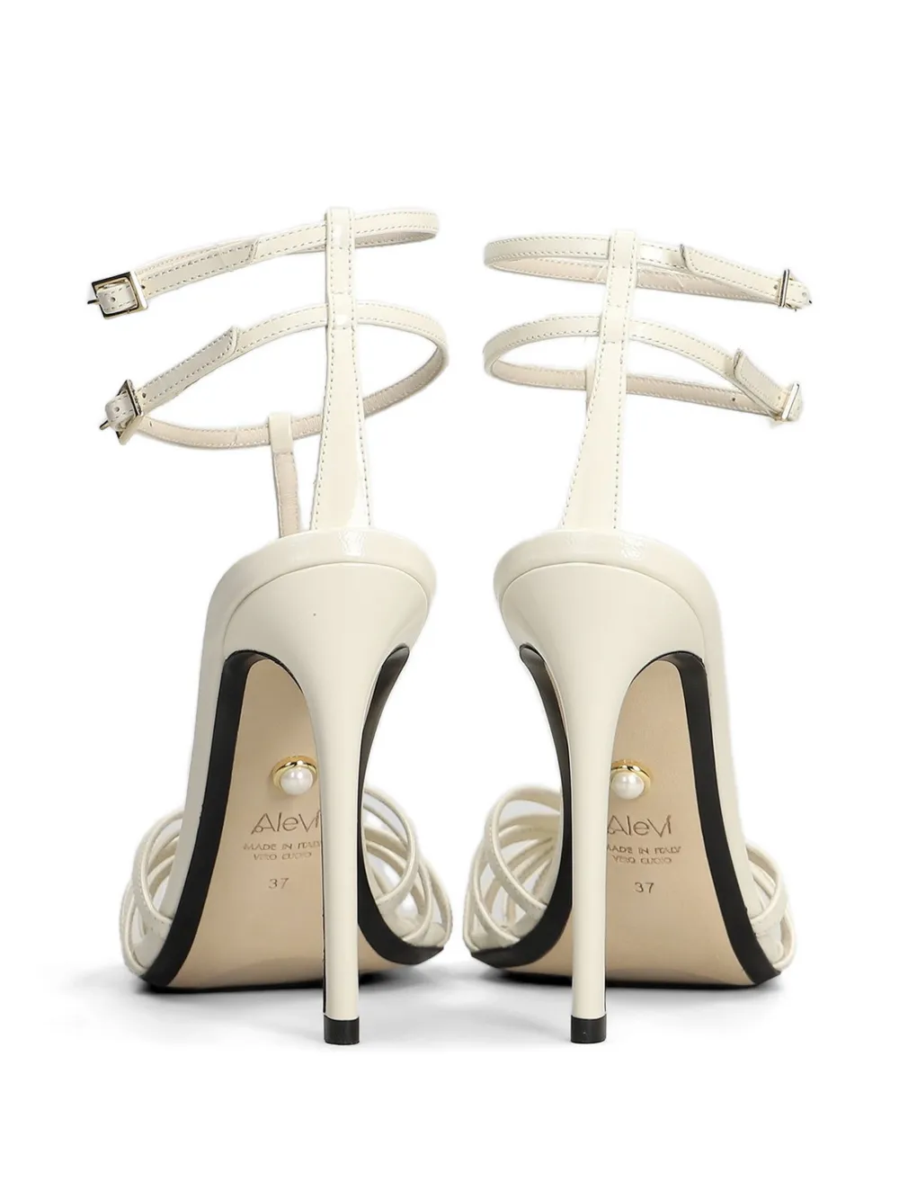 Alevì Stella cage-strap stiletto-heel leather sandals Wit
