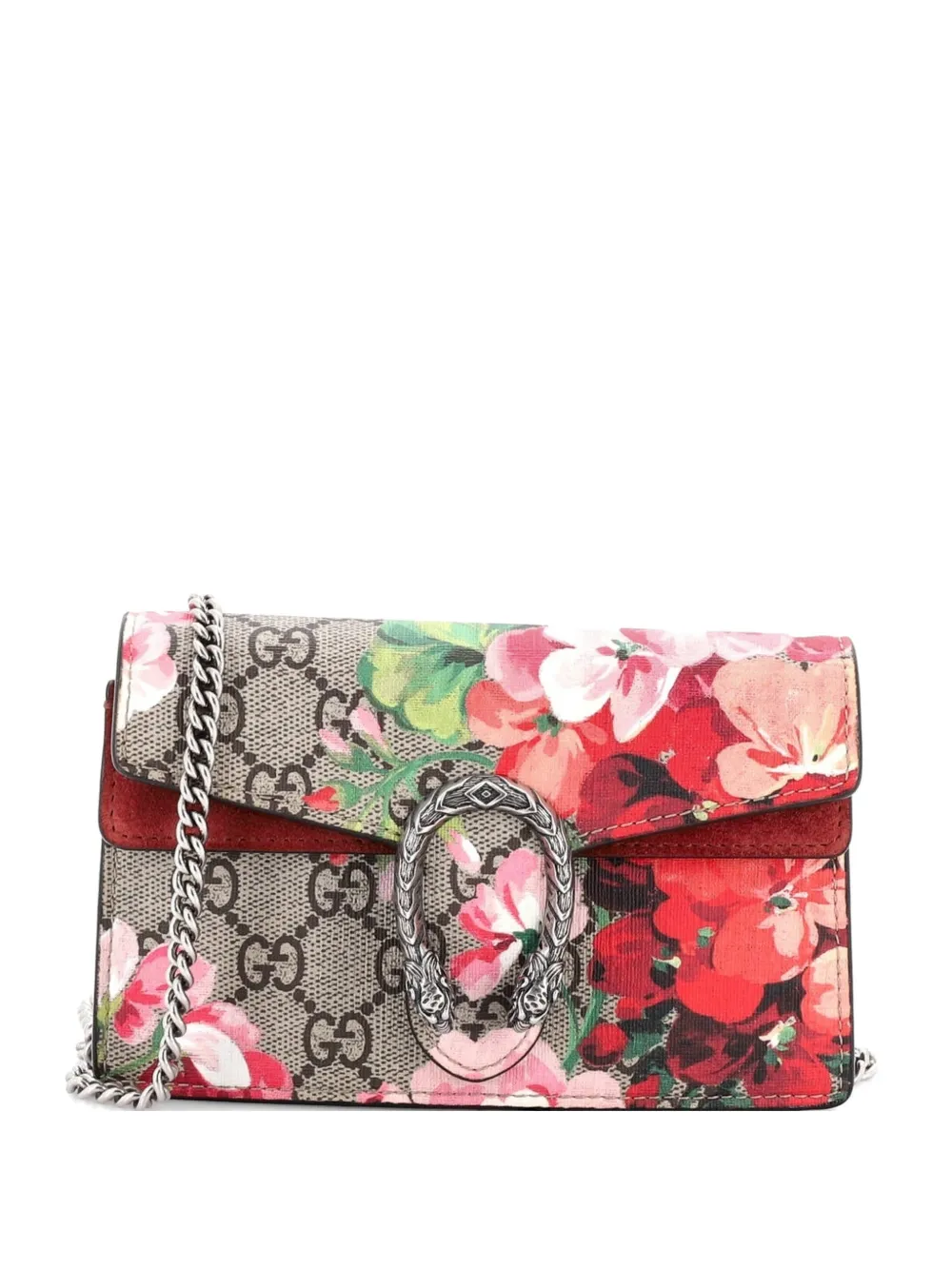 Gucci Pre-Owned Dionysus Bag Blooms Print GG Coated Canvas Super Mini crossbody bag - Marrone