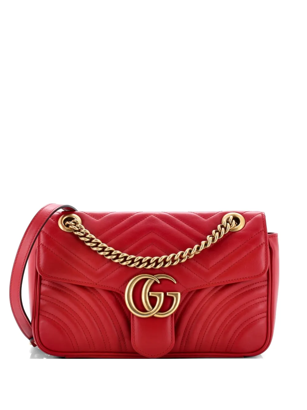 Gucci Pre-Owned GG Marmont Flap Bag Matelasse Leather Small crossbody bag - Rosso