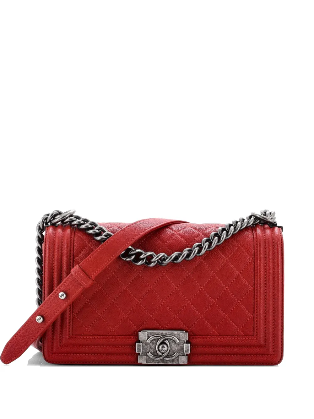 CHANEL Pre-Owned Boy Flap Bag Quilted Caviar Old Medium crossbody bag - Rosso