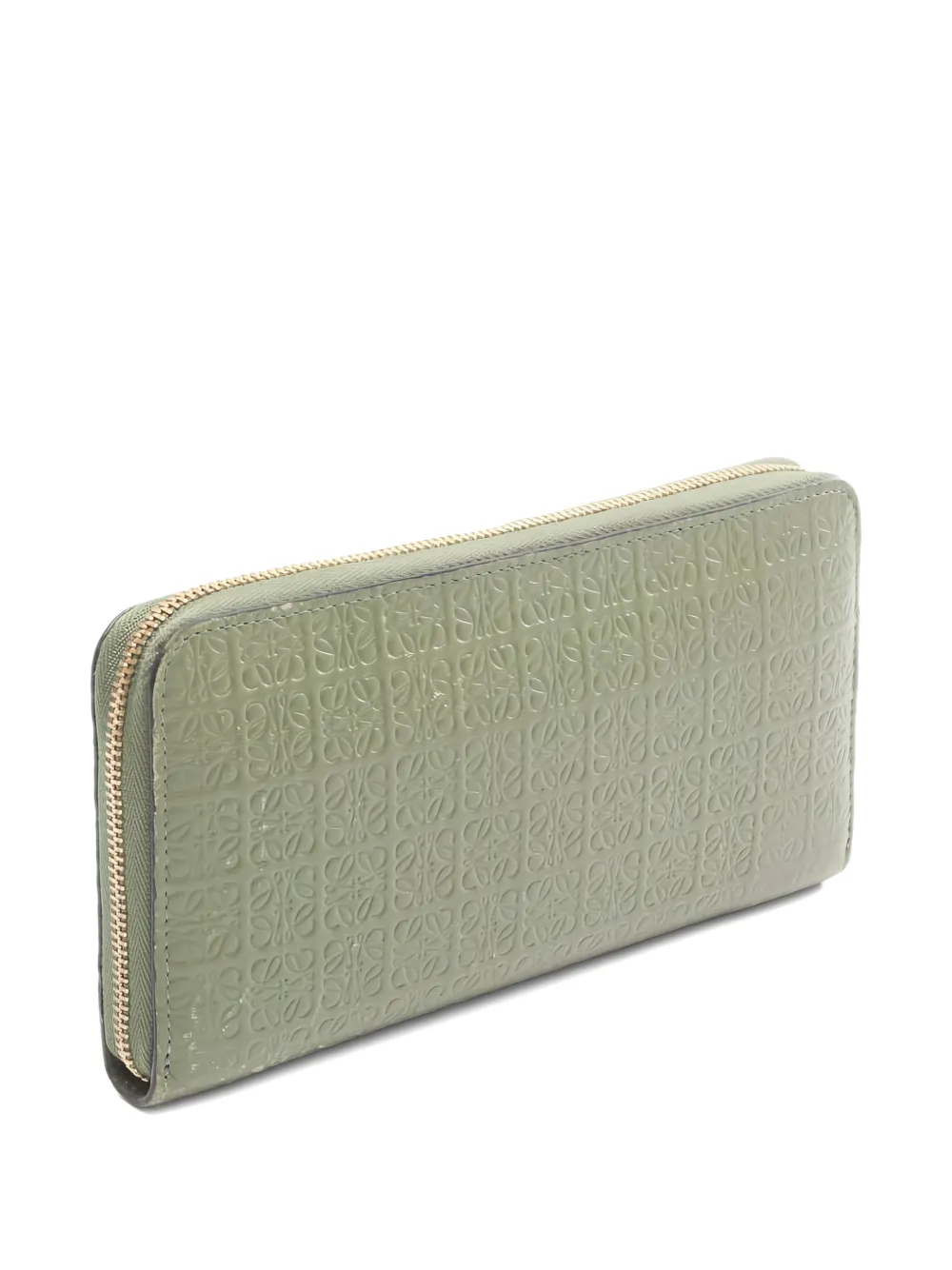 Loewe Pre-owned 2000s Repeat Anagram Zip Long Wallet in Green, view 2