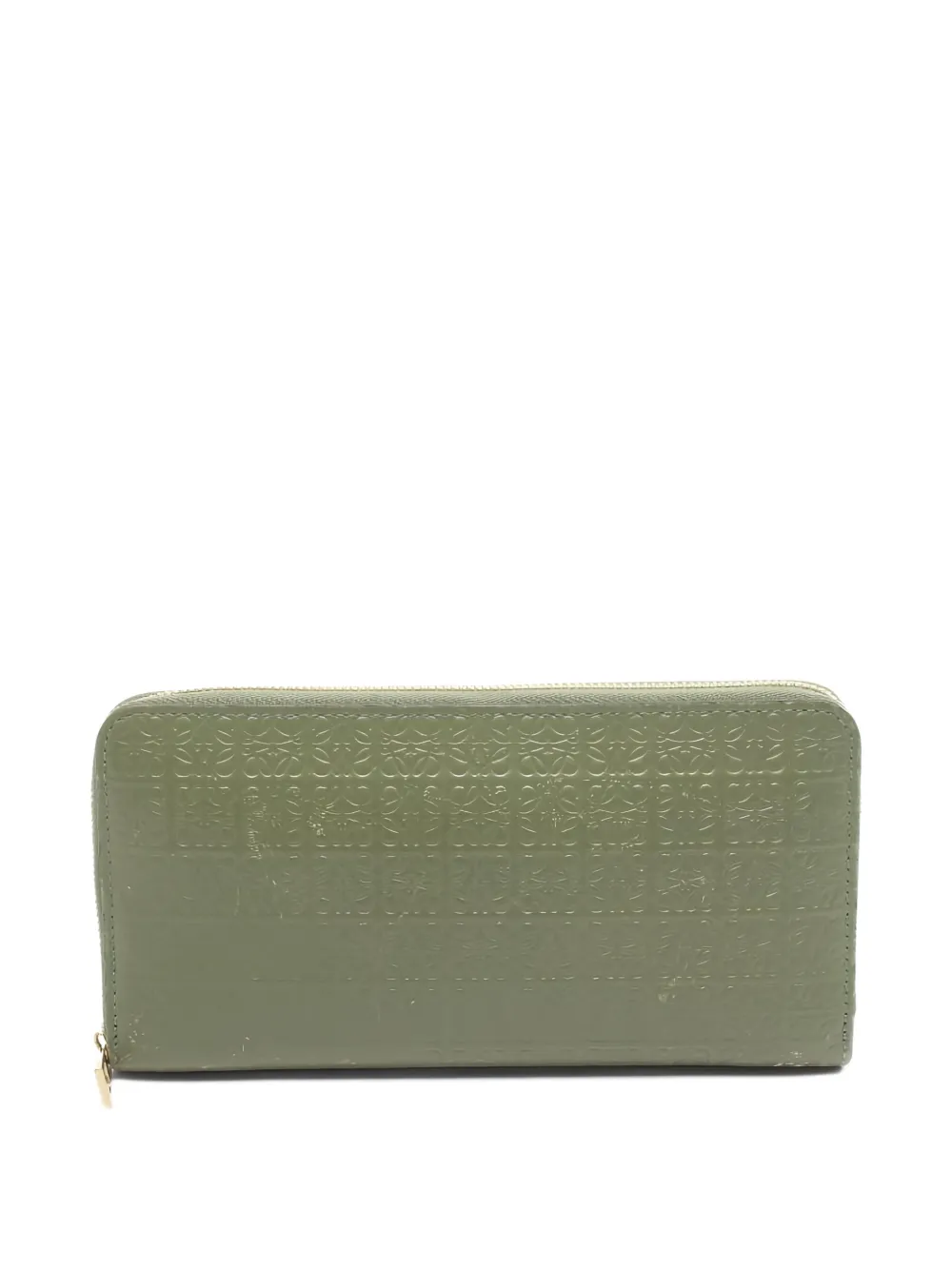 Pre-owned Loewe 2000s Repeat Anagram Zip Long Wallet In Green