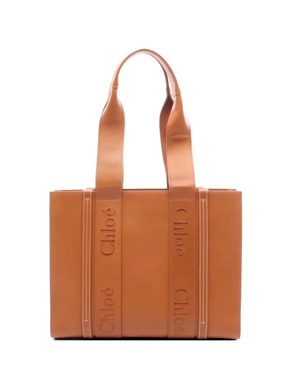 Chloé Pre-Owned 2000s Woody logo leather tote bag - Marrone