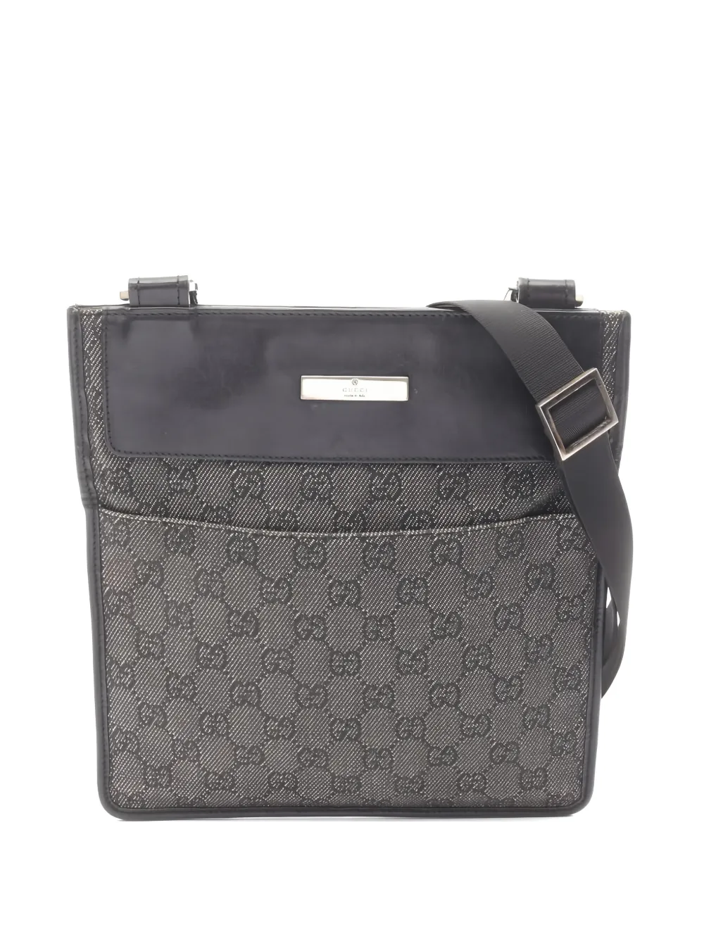 Gucci Pre-Owned GG denim leather shoulder bag - Grigio
