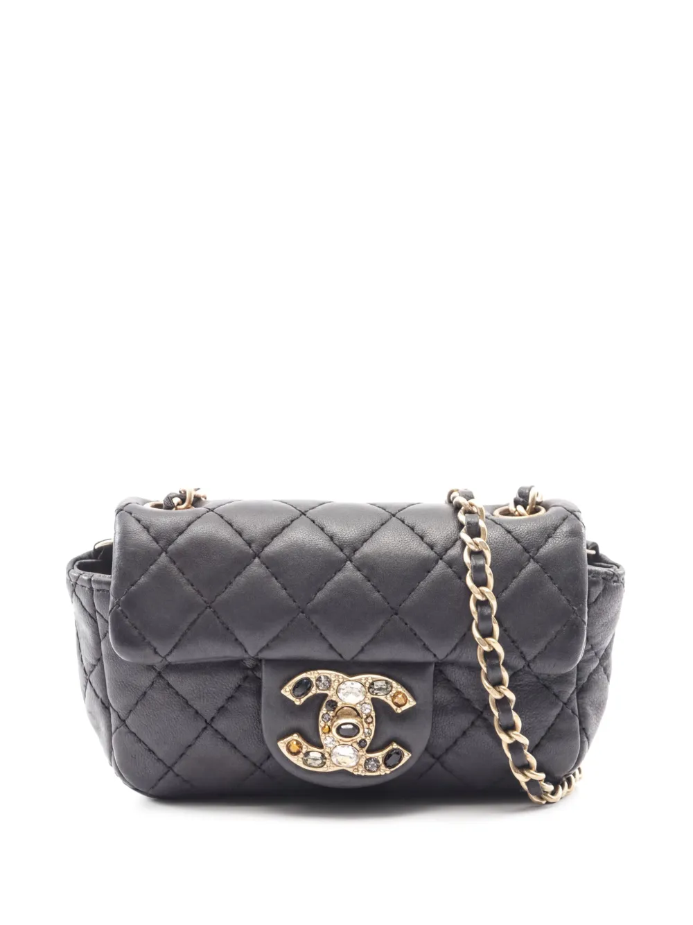 CHANEL Pre-Owned 2010-2011 mini Matelassé chain-strap shoulder bag - Black