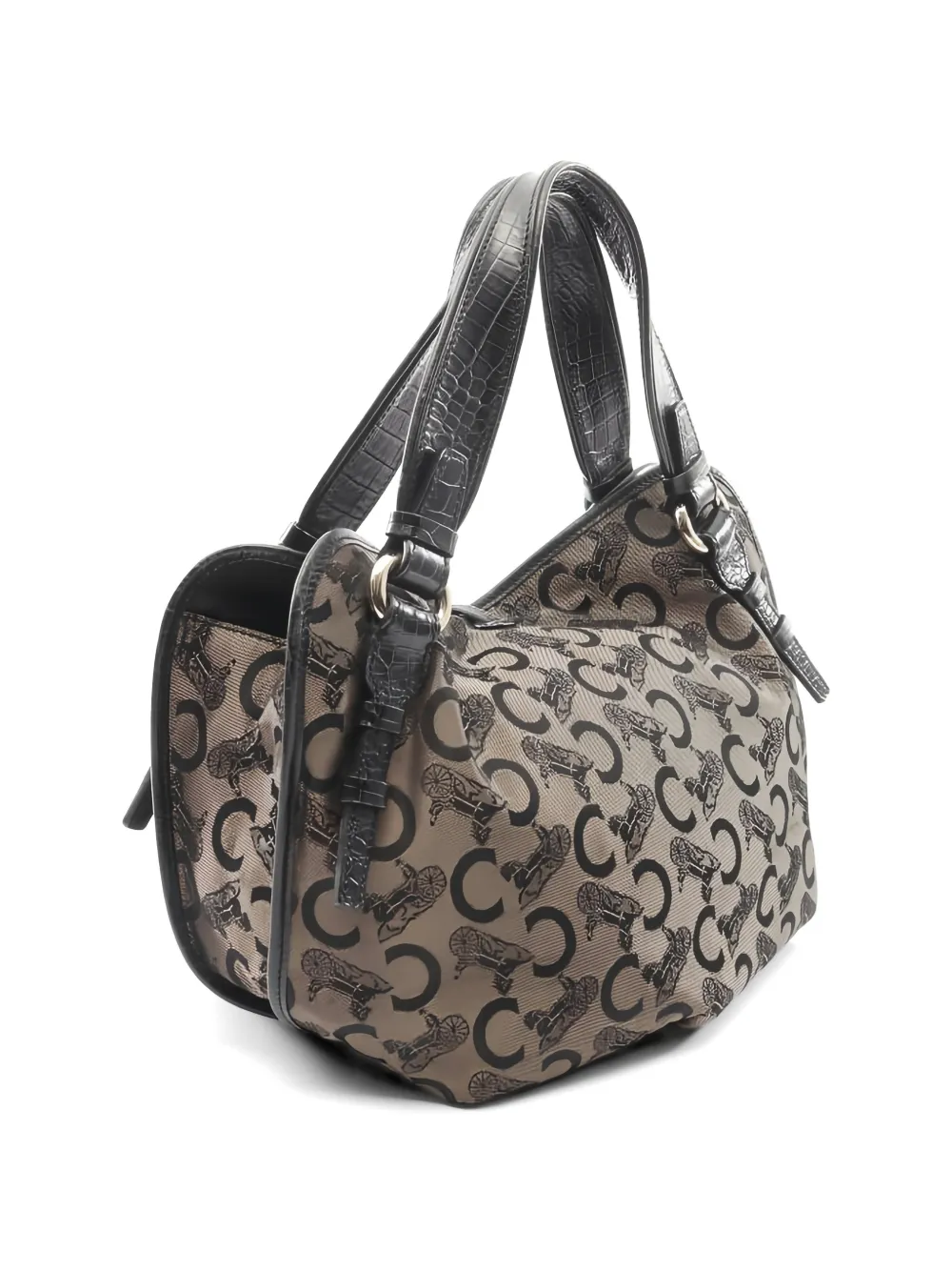 Celine Pre-owned 2000s Bittersweet Croc-embossed Tote Bag in Neutrals, view 2