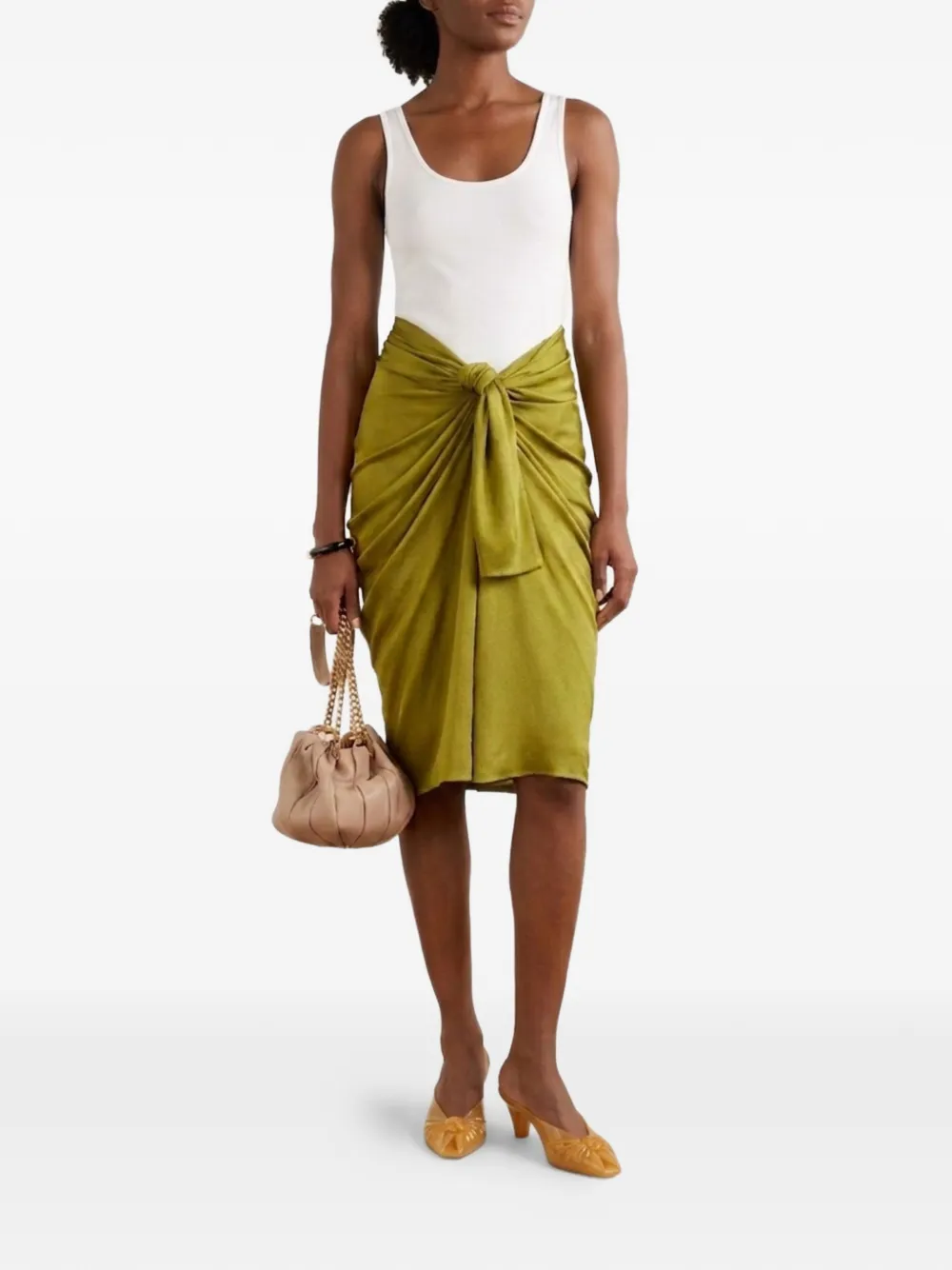 Chloé Gedrapeerde midi-rok met geknoopt detail Groen