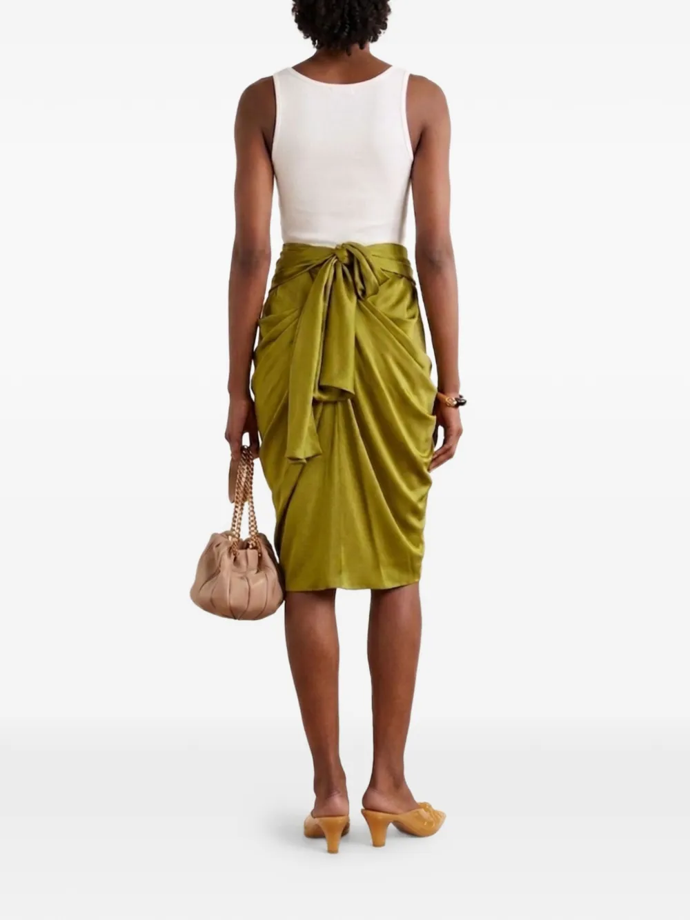Chloé Gedrapeerde midi-rok met geknoopt detail Groen