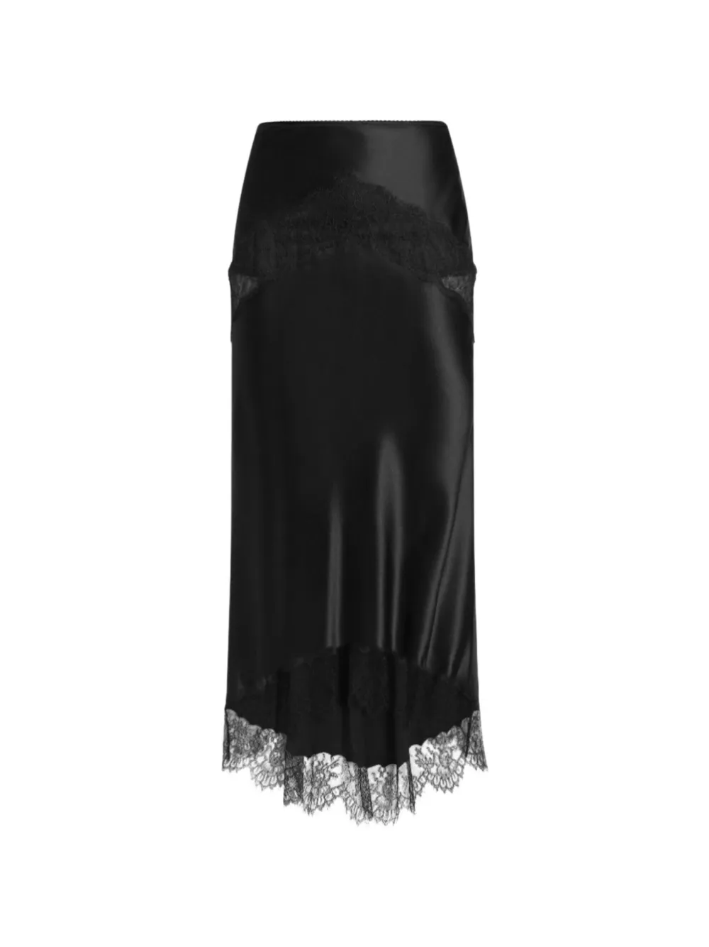 Dolce & Gabbana silk satin lace skirt - Nero