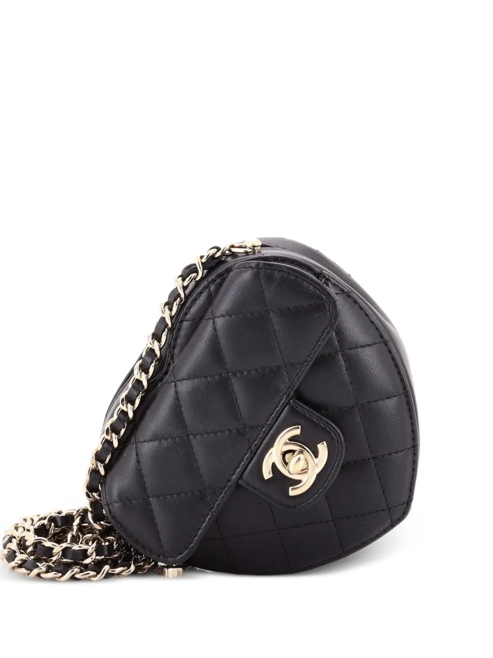 CHANEL Pre-Owned CC in Love Heart Clutch with Chain Quilted Lambskin crossbody bag - Nero