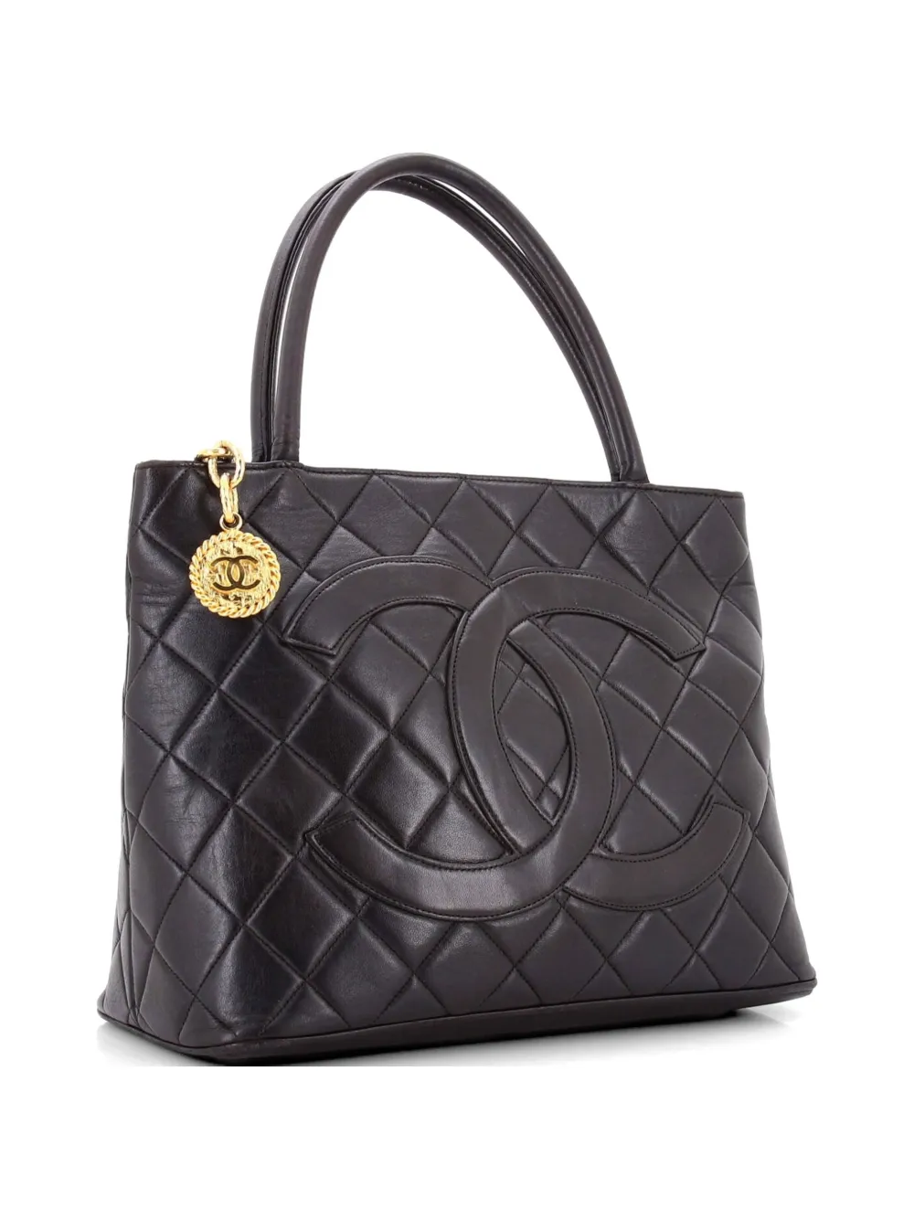CHANEL Pre-Owned Medallion Quilted Lambskin tote bag - Black