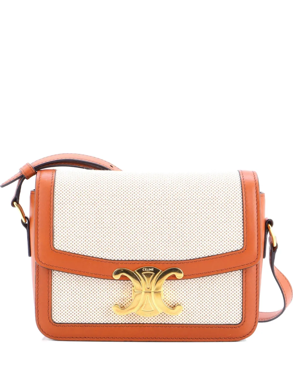 Celine Pre-Owned Triomphe Shoulder Bag Canvas with Leather Teen crossbody bag - Marrone