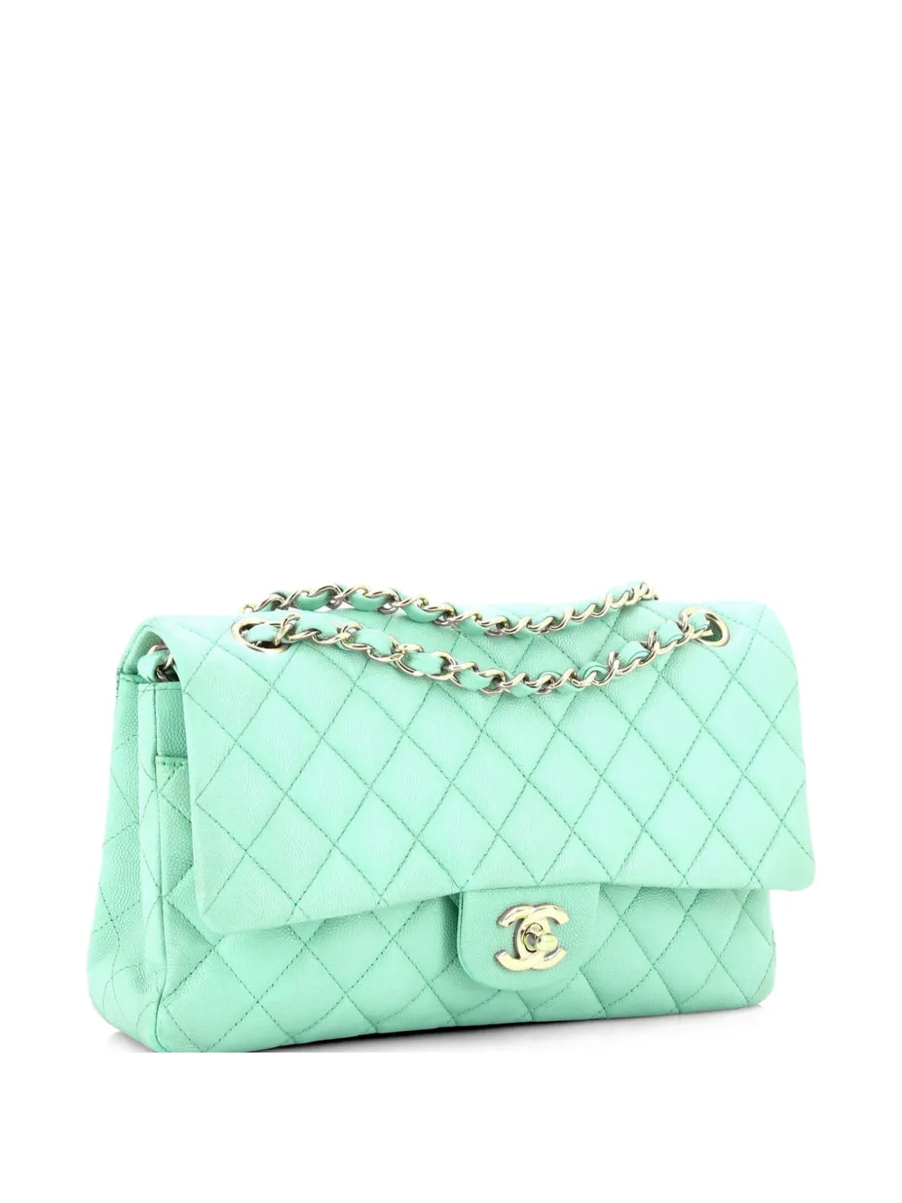 CHANEL Pre-Owned Classic Double Flap Bag Quilted Caviar Medium shoulder bag - Blu