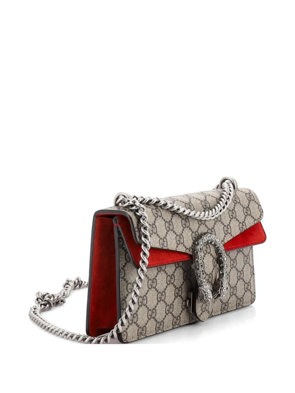  Gucci Pre-owned Dionysus Bag Gg Coated Canvas With Crystal Embellished Metal Small Shoulder Bag - Brown 