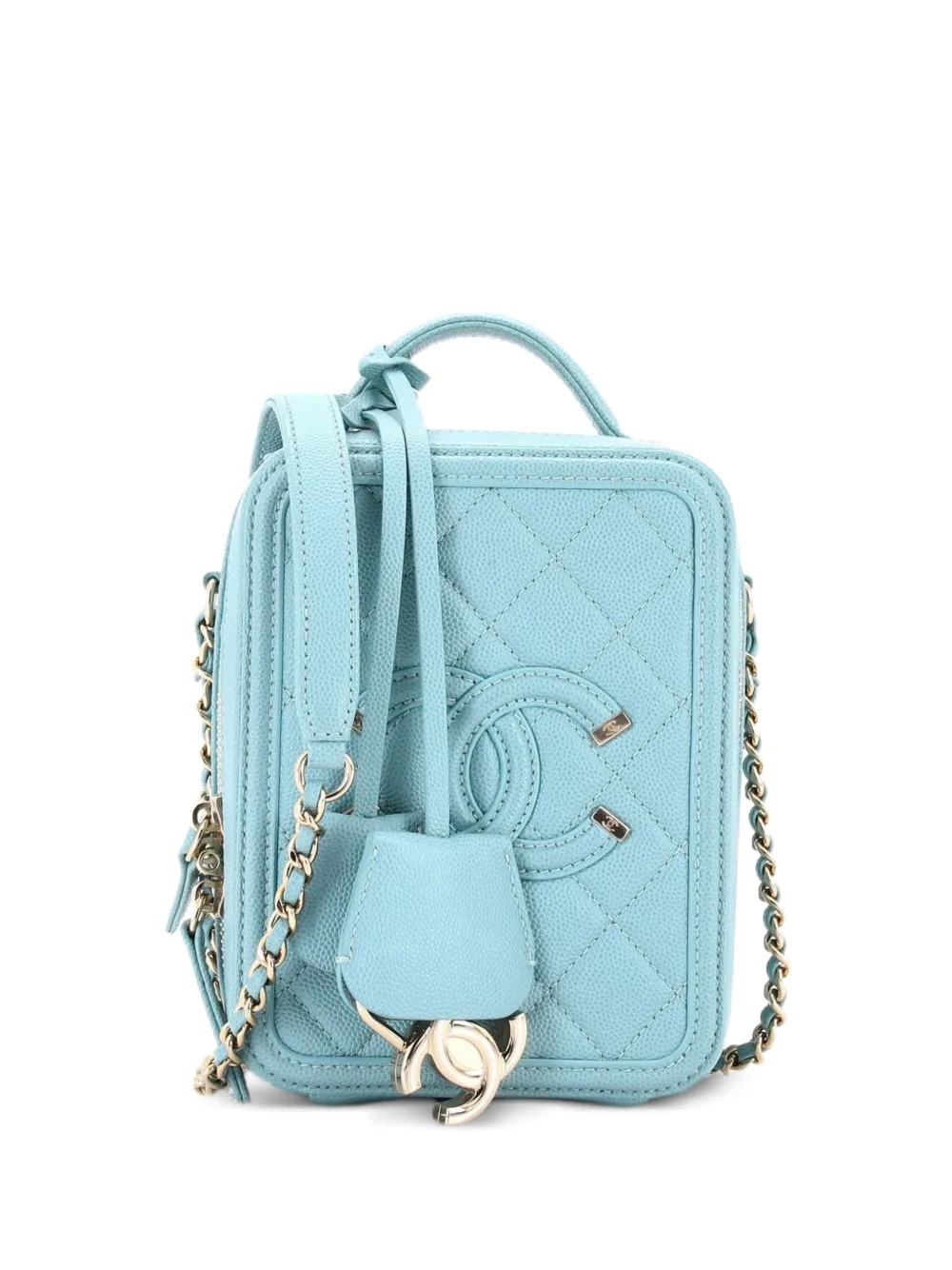 CHANEL Pre-Owned Filigree Vertical Vanity Case Quilted Caviar crossbody bag - Blu