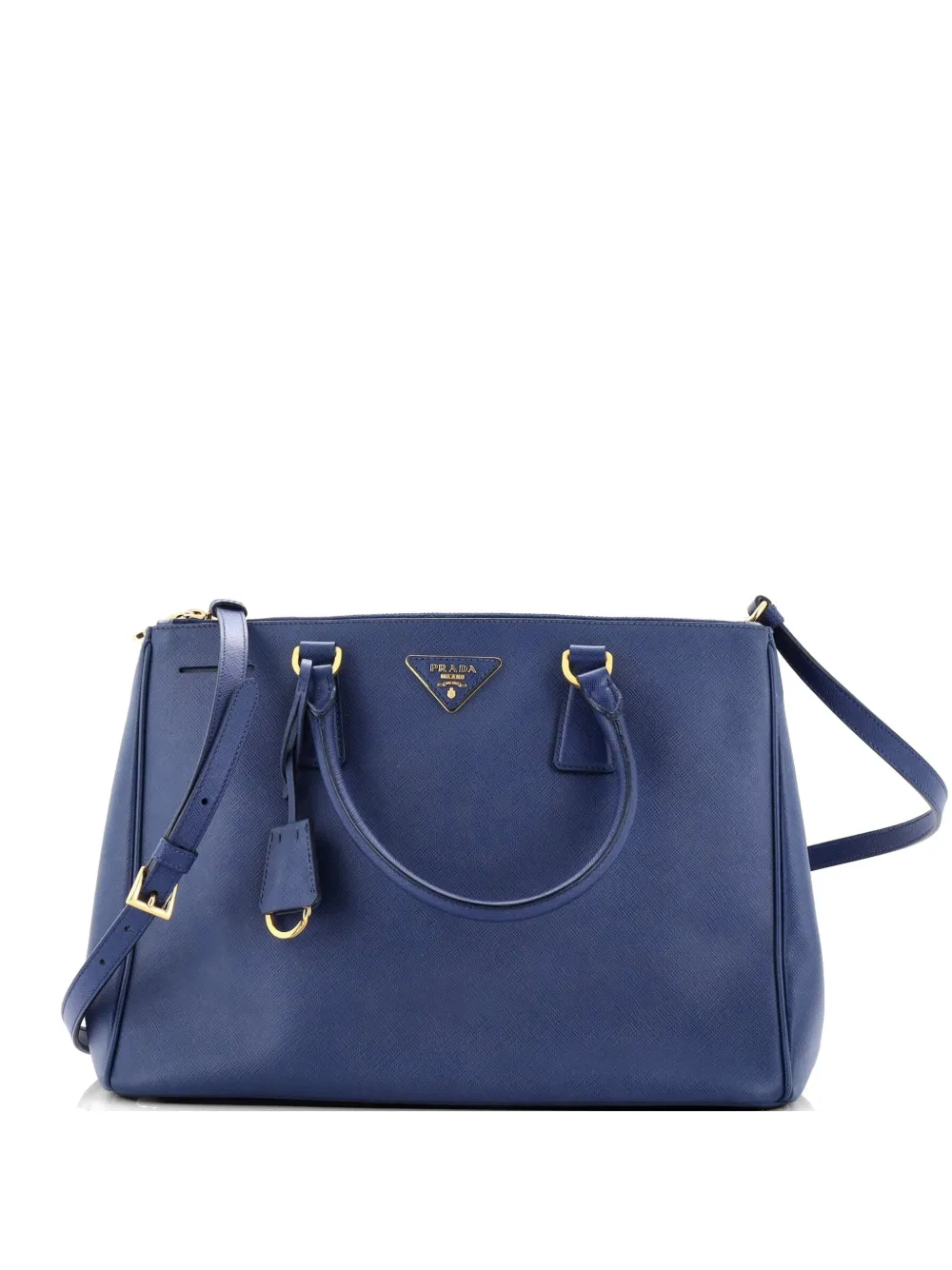 Prada Pre-Owned Double Zip Lux Saffiano Leather Medium tote bag - Blu